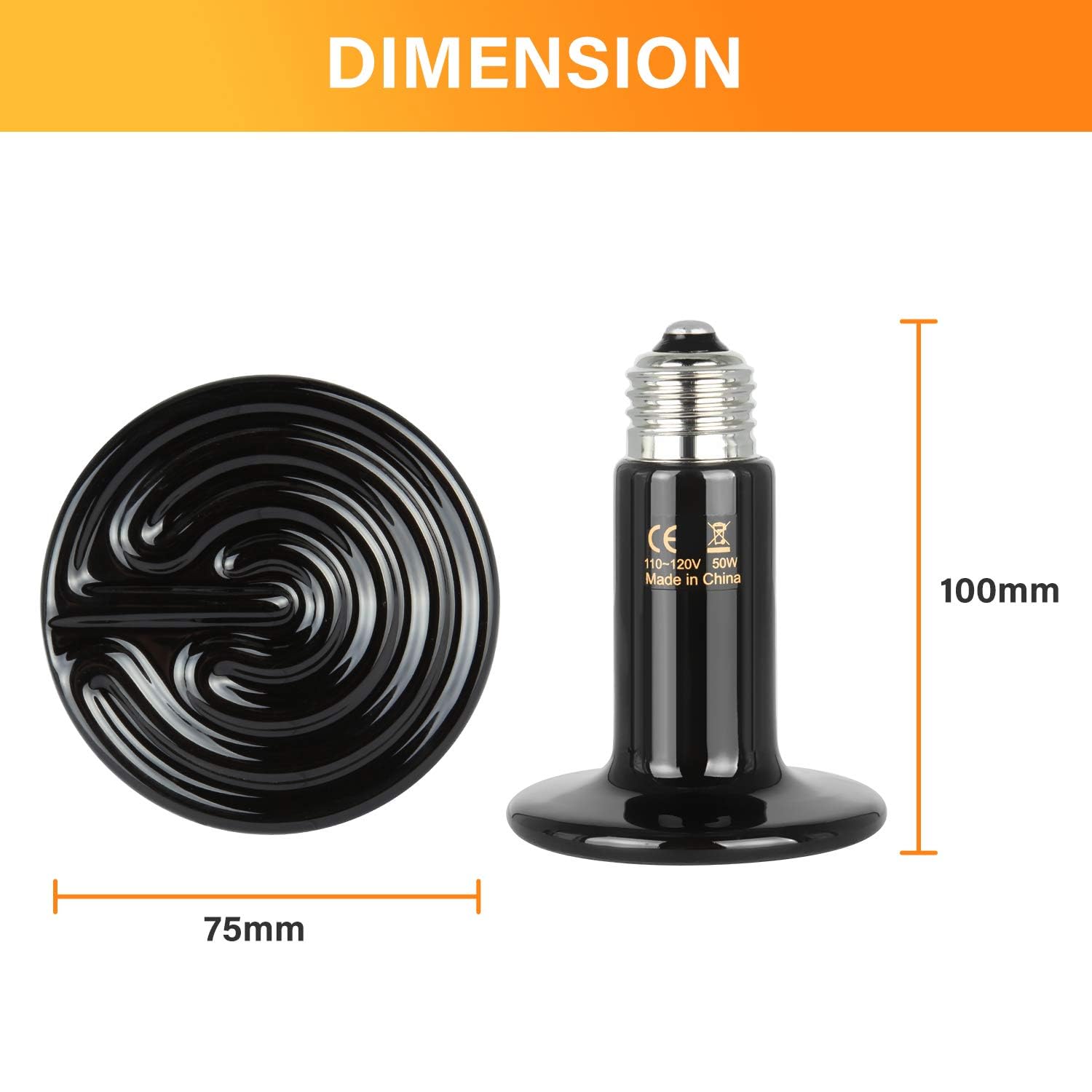 Foto 2 | Lámpara De Calor Cerámica Con Emisor De Calor Para Reptiles De 50 W, Simple Deluxe, Paquete De 2 - Venta Internacional.