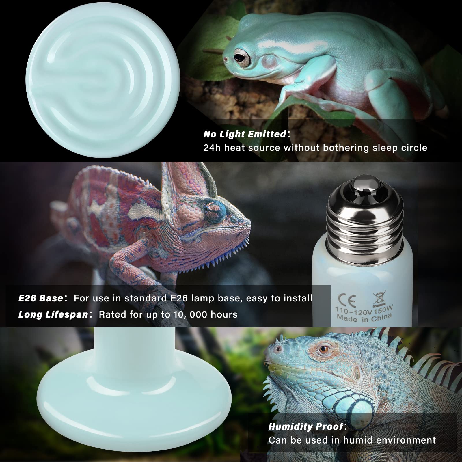 Foto 4 pulgar | Lámpara De Calor Con Emisor De Calor Para Reptiles Simple Deluxe, 150 W, Paquete De 2 Unidades, Azul - Venta Interna