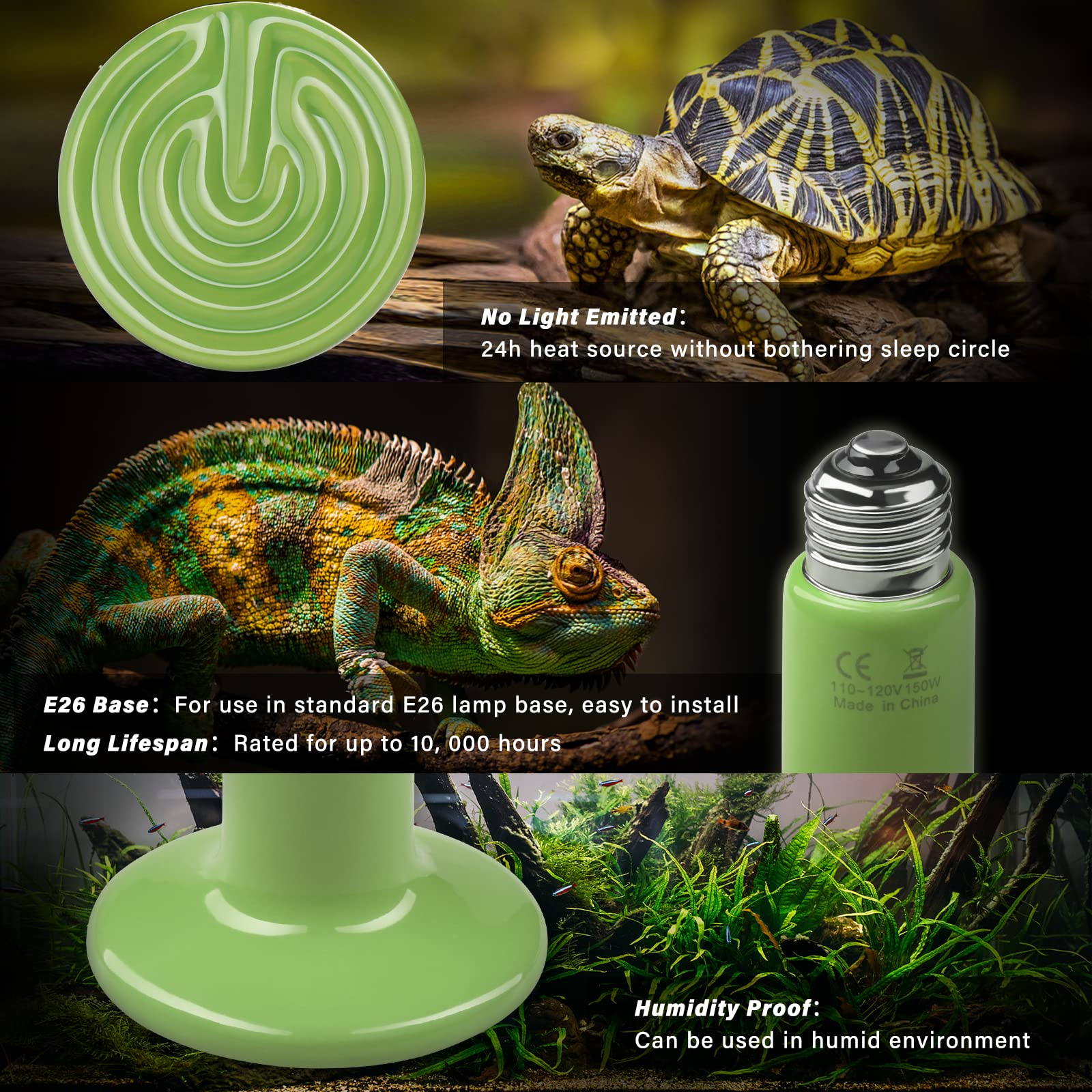 Foto 4 pulgar | Lámpara De Calor Con Emisor De Calor Para Reptiles, 150 W, Simple, Deluxe, Paquete De 2 - Venta Internacional.