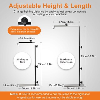 Foto 3 | Soporte De Lámpara Para Reptiles, Sencillo, De Lujo, Ajustable, De 39 A 93 Cm, De Metal - Venta Internacional.