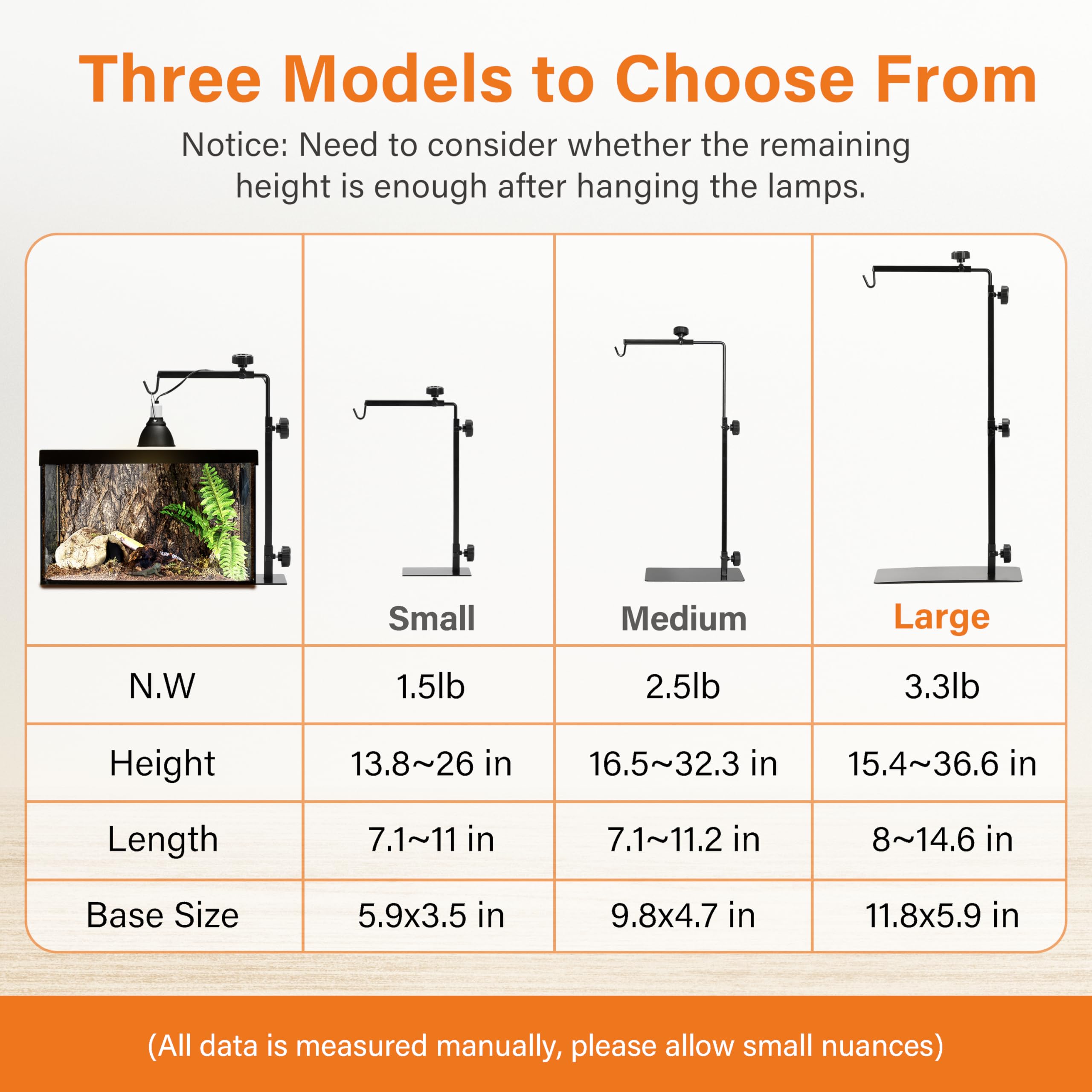 Foto 4 | Soporte De Lámpara Para Reptiles, Sencillo, De Lujo, Ajustable, De 39 A 93 Cm, De Metal - Venta Internacional.