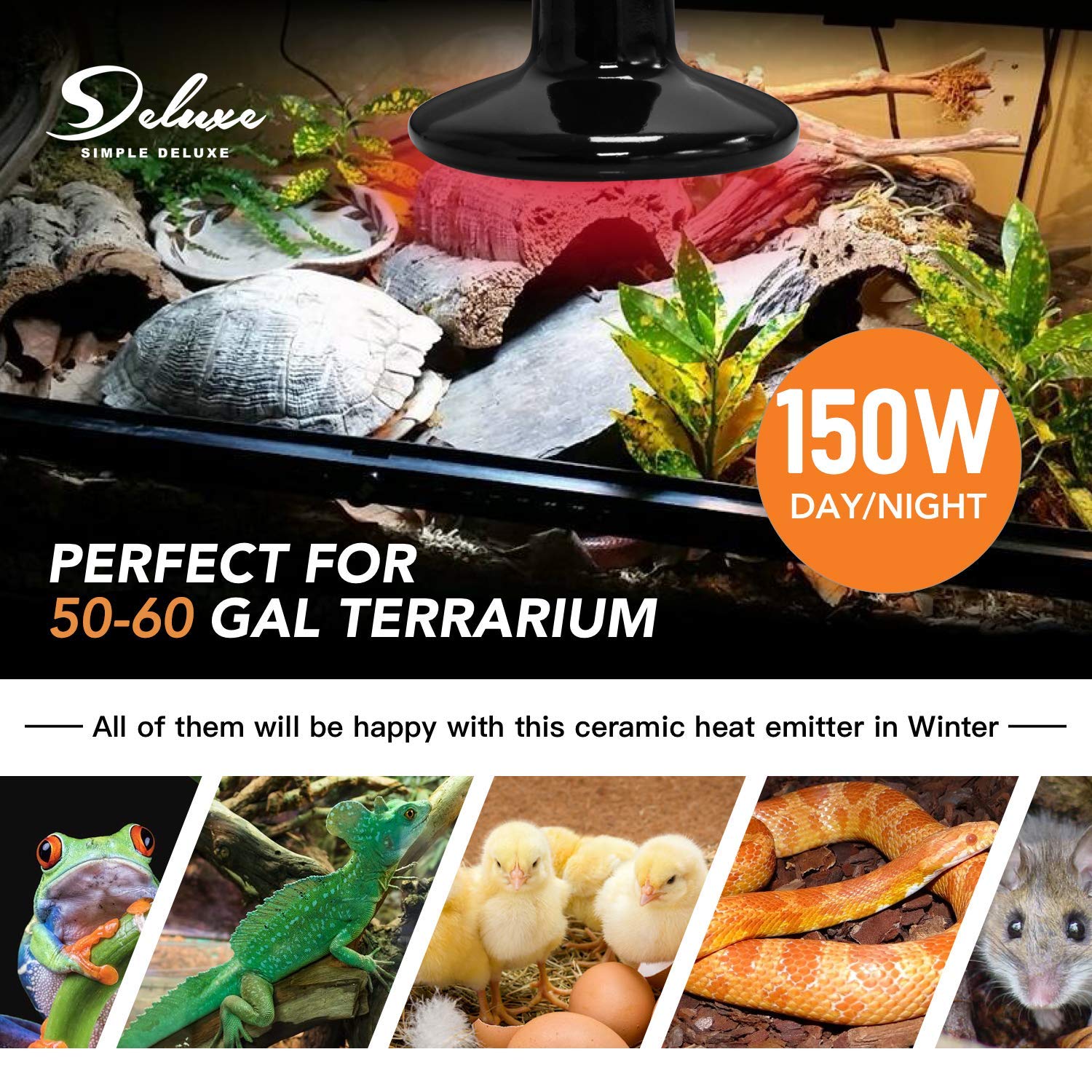 Foto 4 pulgar | Lámpara De Calor Cerámica Con Emisor De Calor Para Reptiles, 150 W, Simple Deluxe - Venta Internacional.