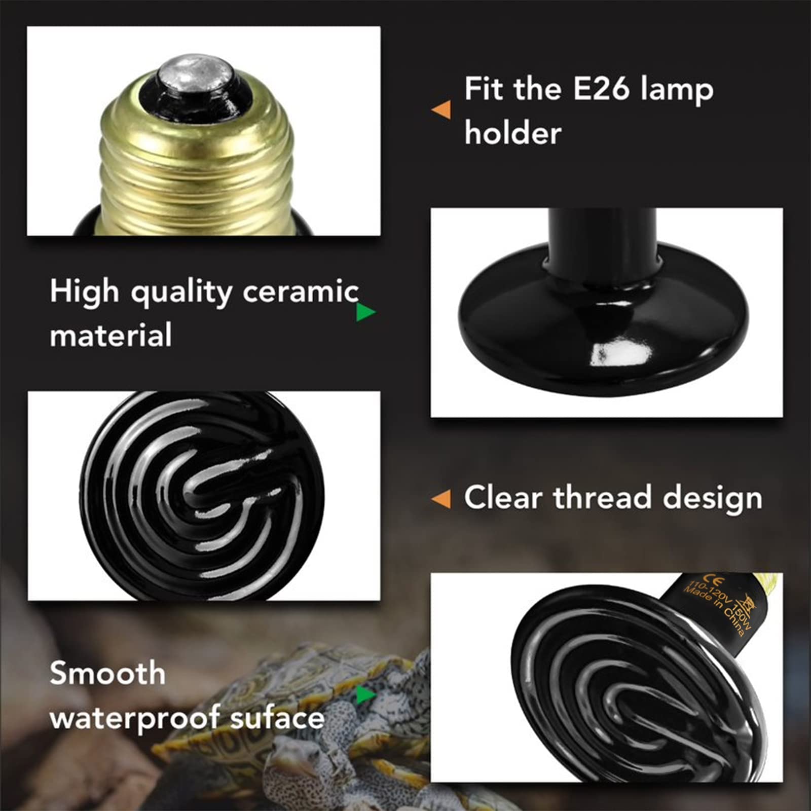 Foto 8 pulgar | Lámpara De Calor Cerámica Con Emisor De Calor Para Reptiles, 150 W, Simple Deluxe - Venta Internacional.