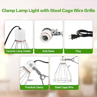 Foto 3 | Lámpara Clamp Light Simple Deluxe Con Jaula De Acero Para Reptiles - Venta Internacional.