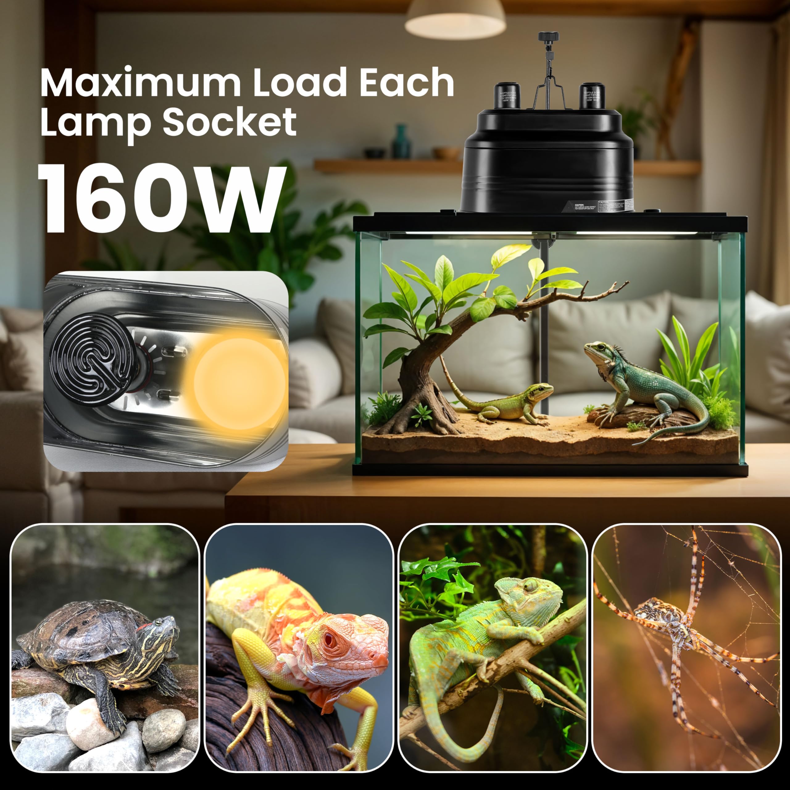 Foto 2 | Lámpara Para Reptiles Simple Deluxe Con Doble Cúpula, 160 W Como Máximo - Venta Internacional.