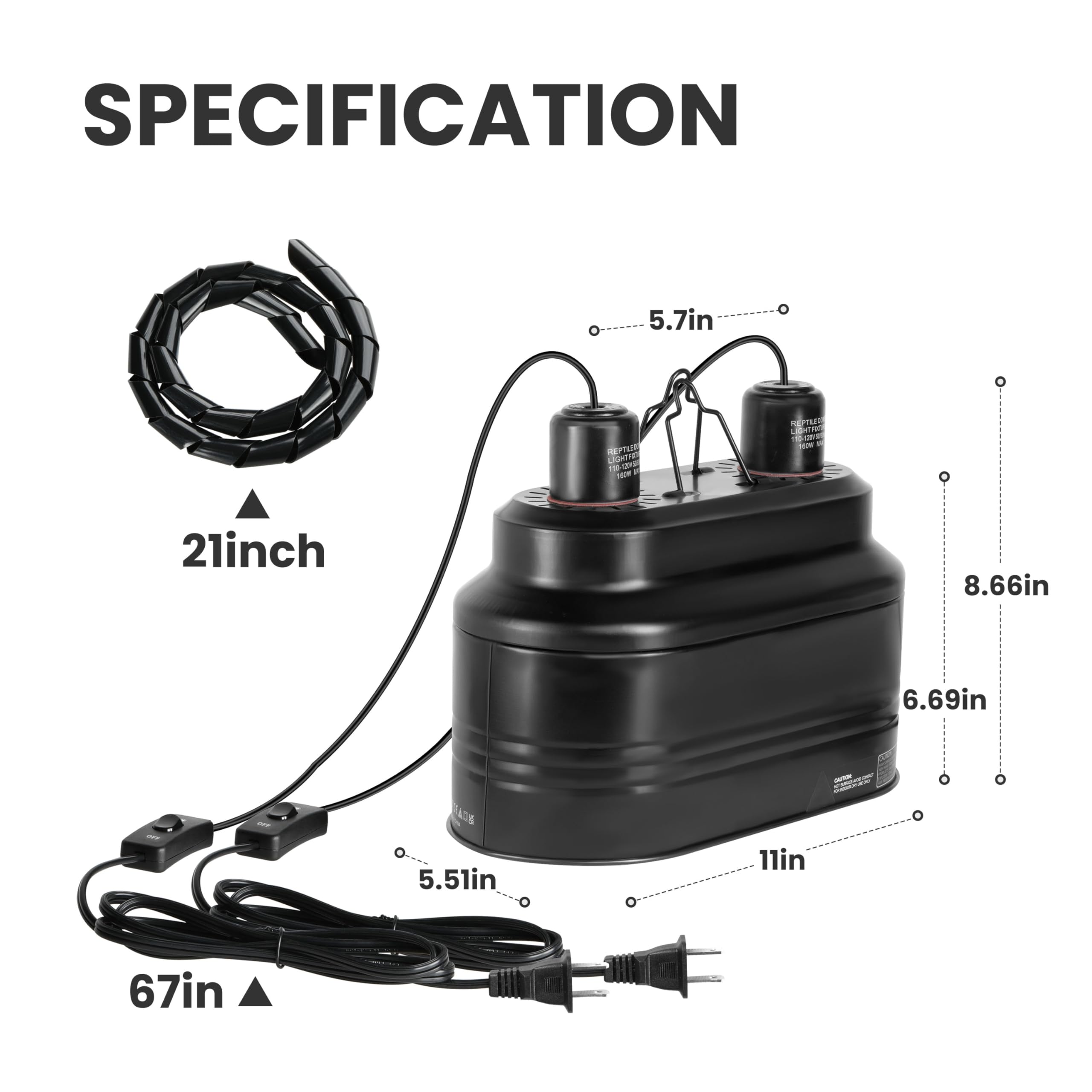 Foto 4 | Lámpara Para Reptiles Simple Deluxe Con Doble Cúpula, 160 W Como Máximo - Venta Internacional.