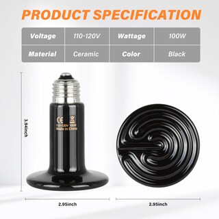 Foto 2 | Emisor De Calor Cerámico Simple Deluxe 100w Para Reptiles 110-120v - Venta Internacional.