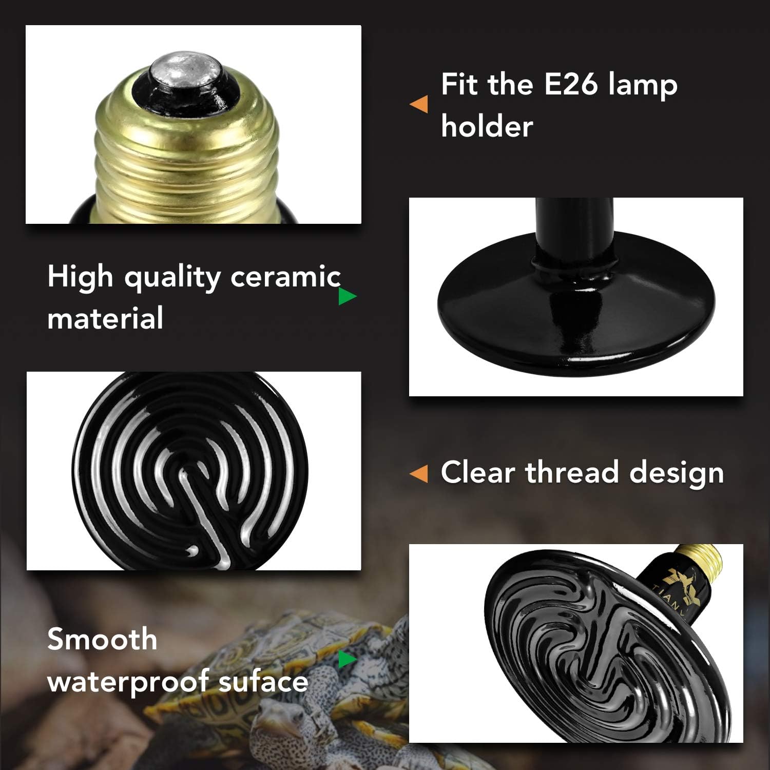Foto 3 pulgar | Lámpara Térmica De Cerámica De 250 W Para Incubadora De Reptiles Y Pollos - Venta Internacional.