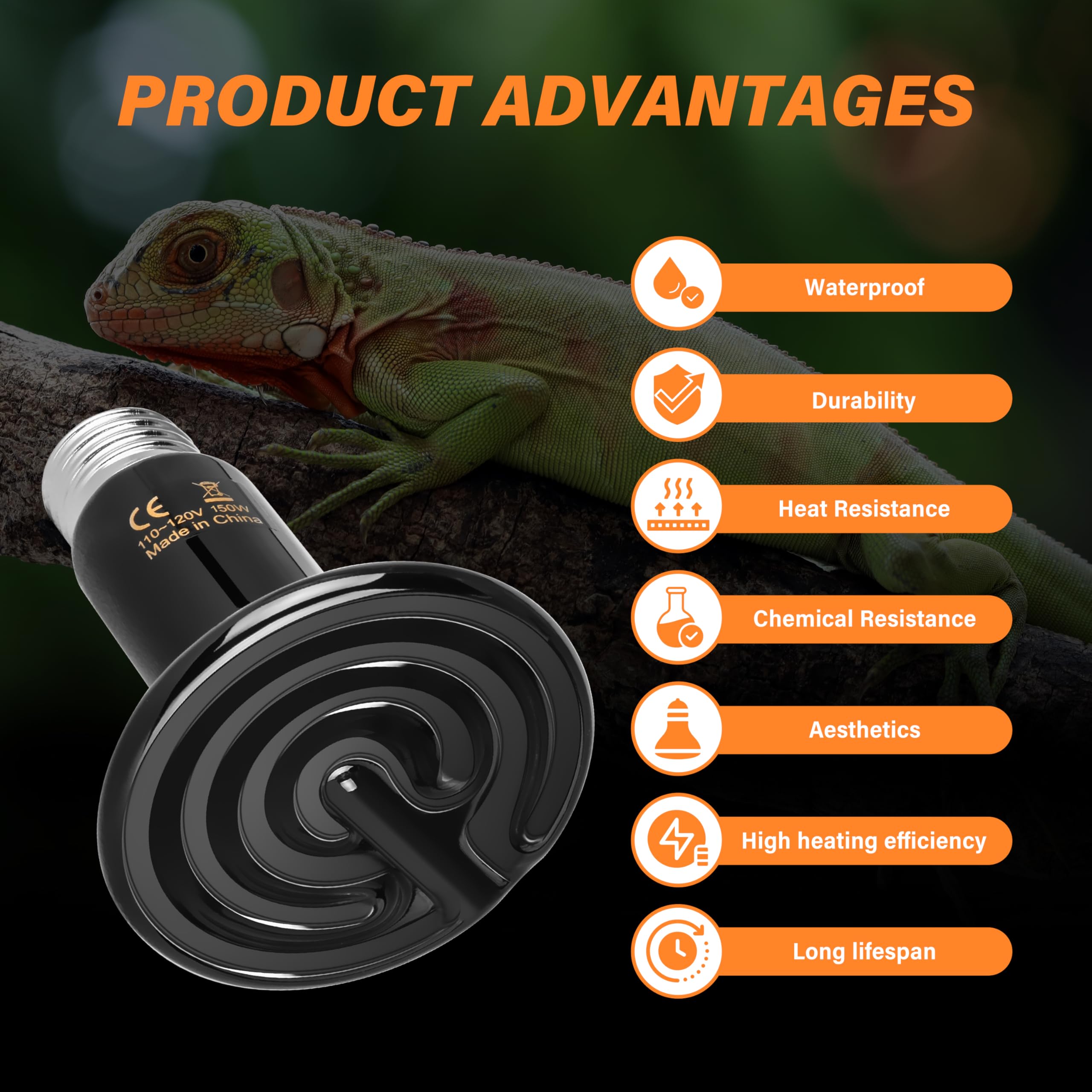 Foto 5 pulgar | Emisor De Calor Cerámico Simple Deluxe 150 W, Paquete De 2 Unidades Para Reptiles - Venta Internacional.