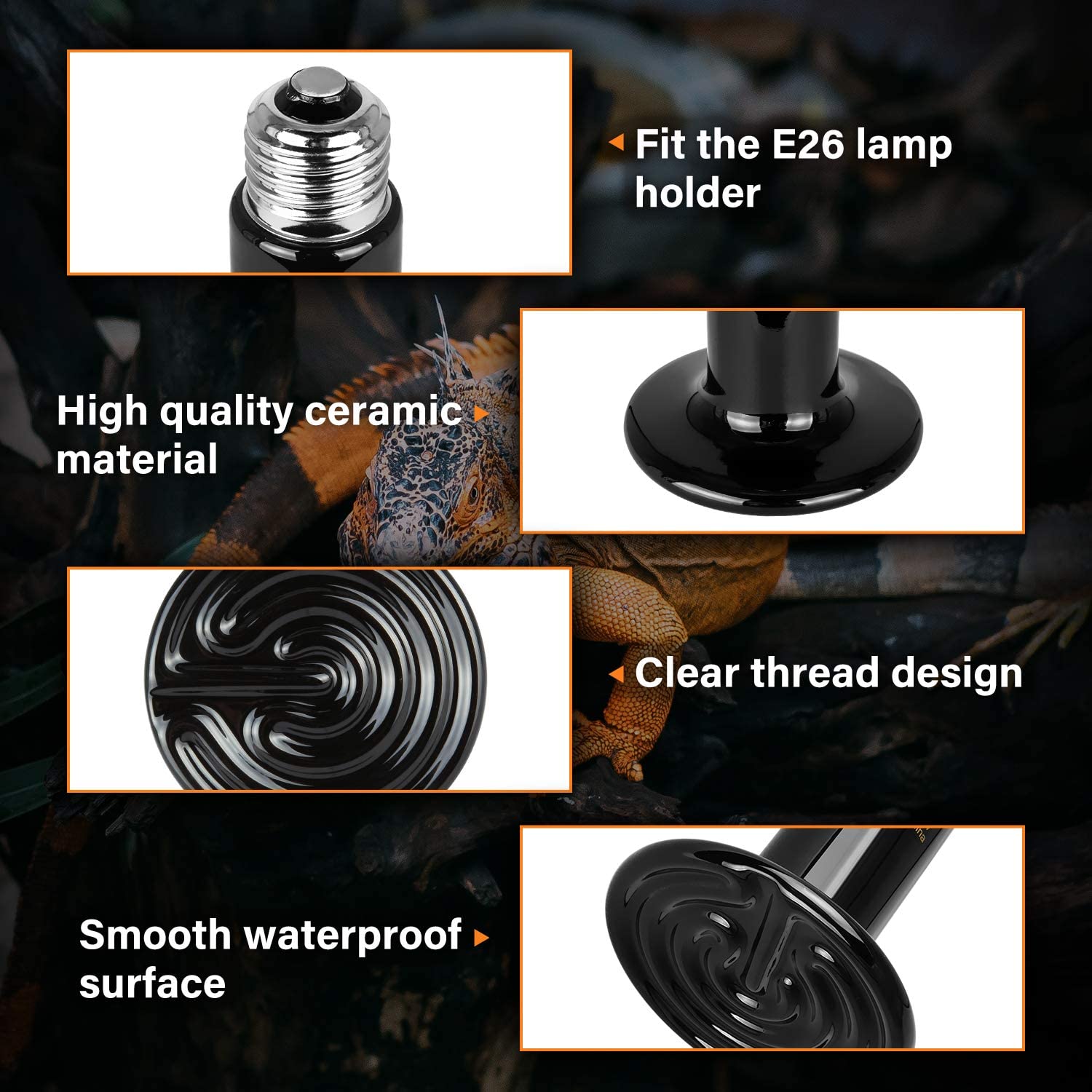 Foto 3 pulgar | Emisor De Calor Cerámico Simple Deluxe De 25 W Para Reptiles Y Pollos - Venta Internacional.