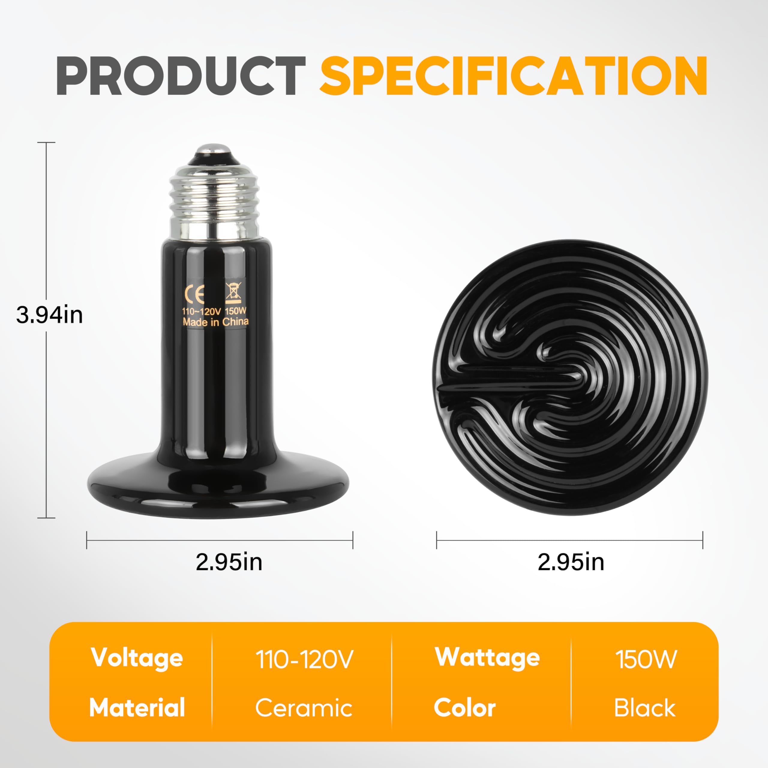 Foto 3 pulgar | Lámpara De Calor Para Reptiles Healsmart Con Emisor De Calor De Cerámica De 150 W  Paquete De 2 - Venta Internacional.