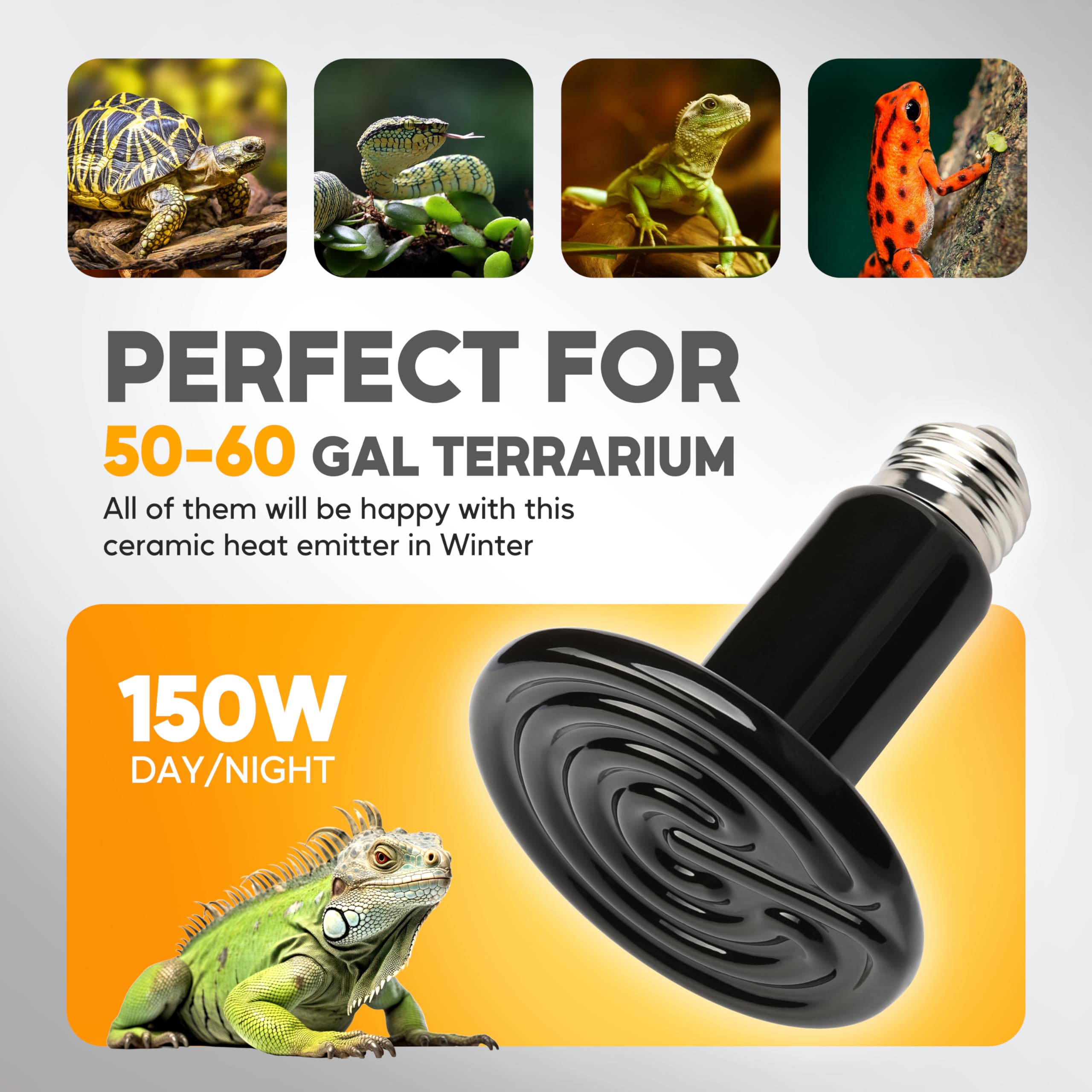 Foto 6 pulgar | Lámpara De Calor Para Reptiles Healsmart Con Emisor De Calor De Cerámica De 150 W  Paquete De 2 - Venta Internacional.