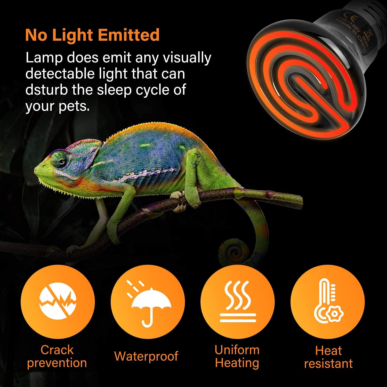 Foto 5 | Lámpara De Calor Cerámica Con Emisor De Calor Para Reptiles  50 W  Simple Deluxe - Venta Internacional.