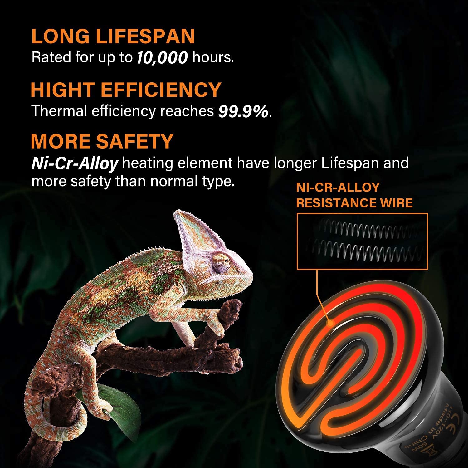 Foto 6 | Lámpara De Calor Cerámica Con Emisor De Calor Para Reptiles  50 W  Simple Deluxe - Venta Internacional.