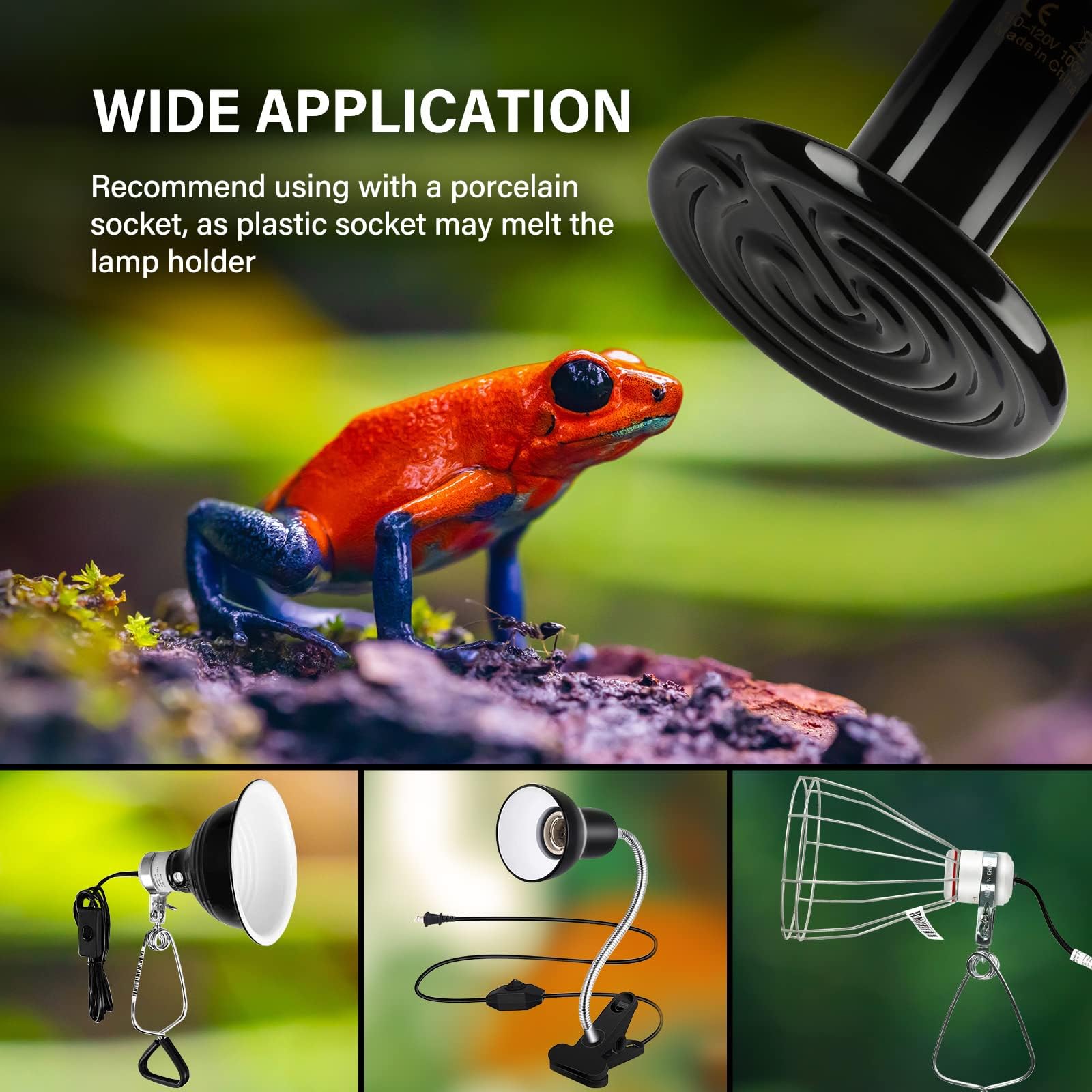 Foto 8 pulgar | Lámpara De Calor Para Reptiles Healsmart  100 W  Paquete De 2 Emisores De Cerámica  Color Negro - Venta Internacional.