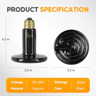 Foto 2 | Lámpara De Calor Para Reptiles Healsmart Emisor De Calor De Cerámica De 100 W Paquete De 2 - Venta Internacional.