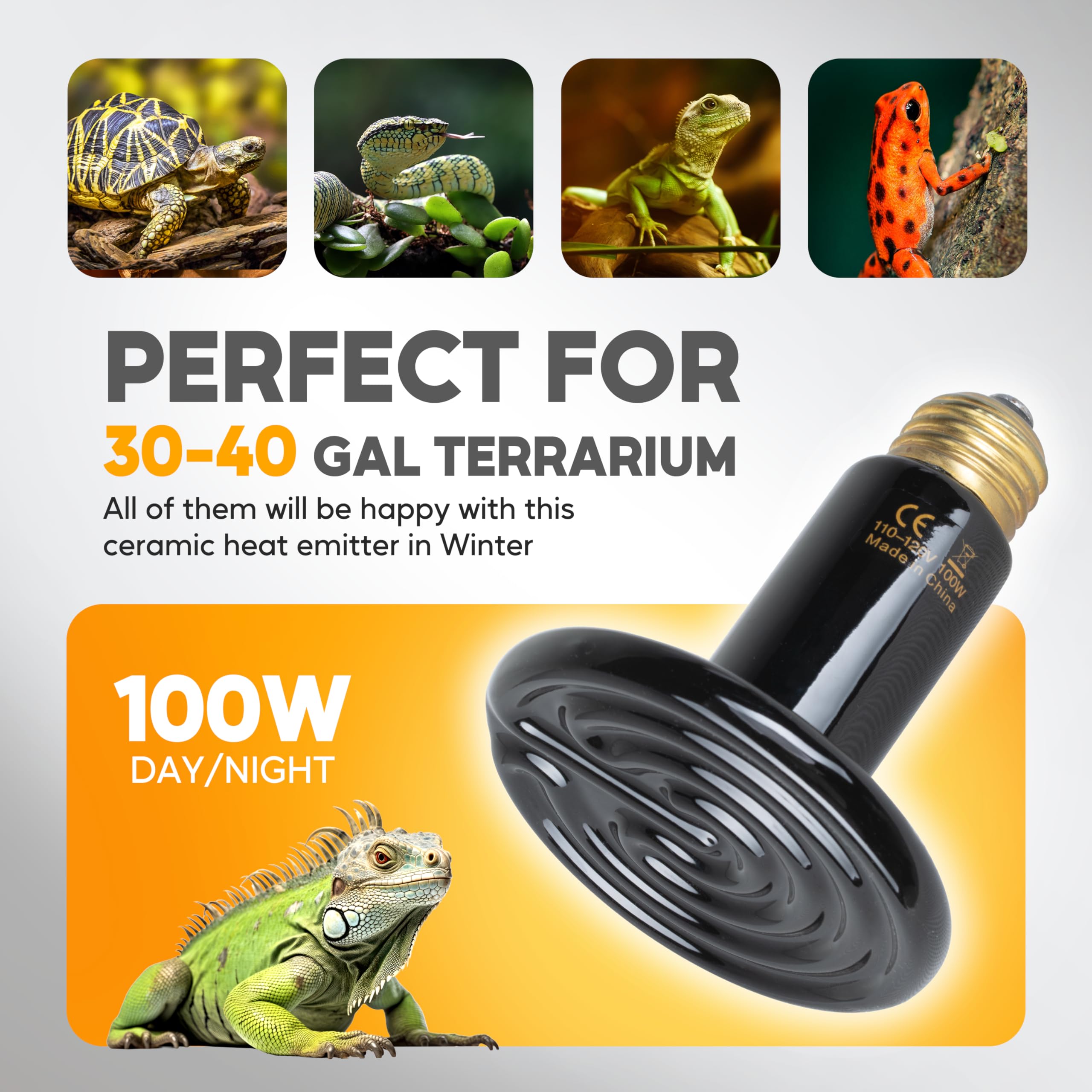 Foto 6 pulgar | Lámpara De Calor Para Reptiles Healsmart  Emisor De Calor De Cerámica De 100 W  Paquete De 2 - Venta Internacional.