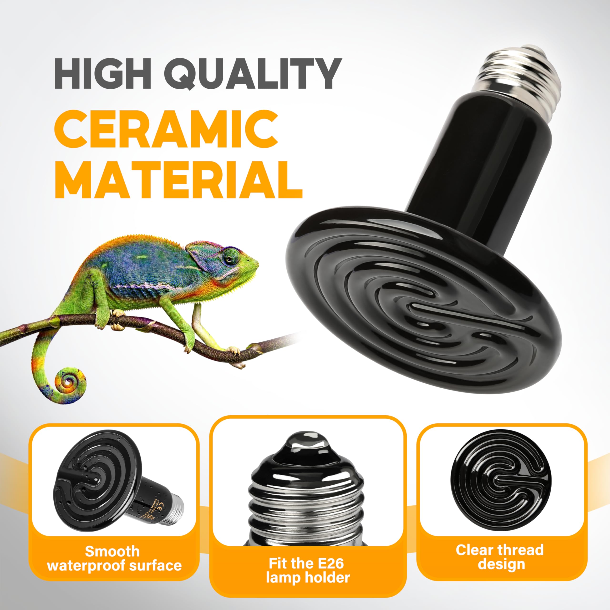 Foto 6 | Lámpara De Calor Para Reptiles Healsmart Con Emisor De Calor De Cerámica De 75 W  Paquete De 2 - Venta Internacional.