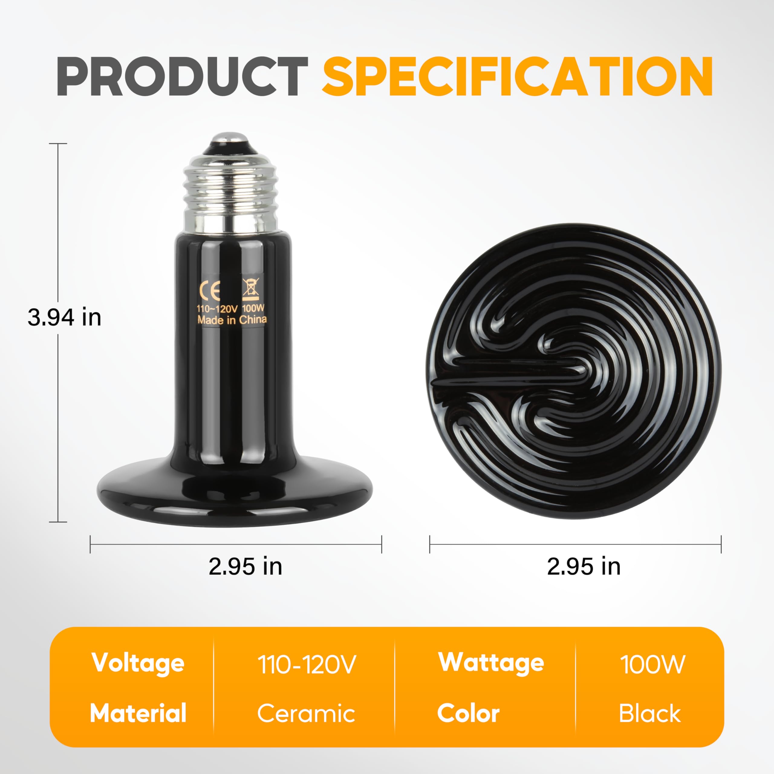 Foto 2 | Lámpara De Calor Para Reptiles Healsmart  Emisor De Calor De Cerámica De 100 W  Paquete De 2 - Venta Internacional.