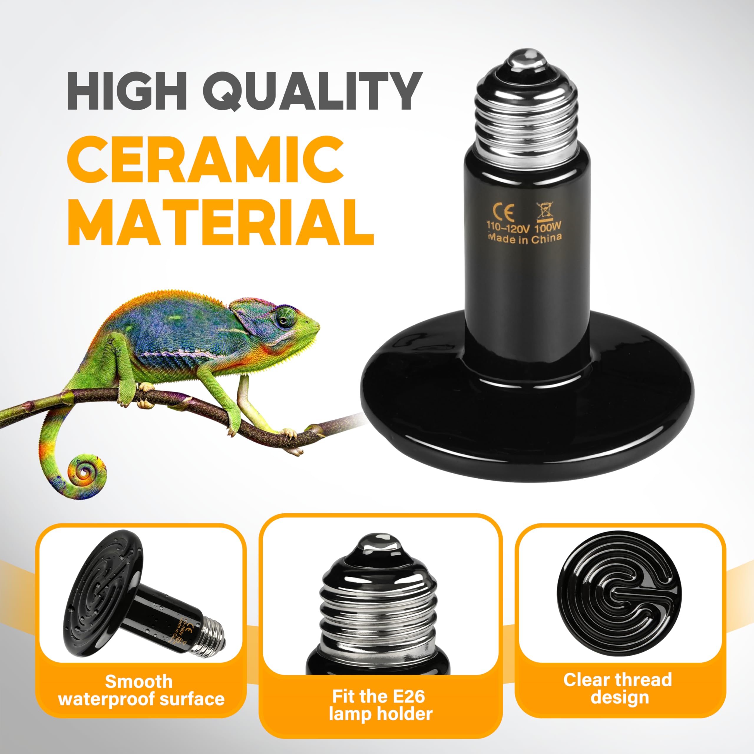 Foto 6 | Lámpara De Calor Para Reptiles Healsmart  Emisor De Calor De Cerámica De 100 W  Paquete De 2 - Venta Internacional.