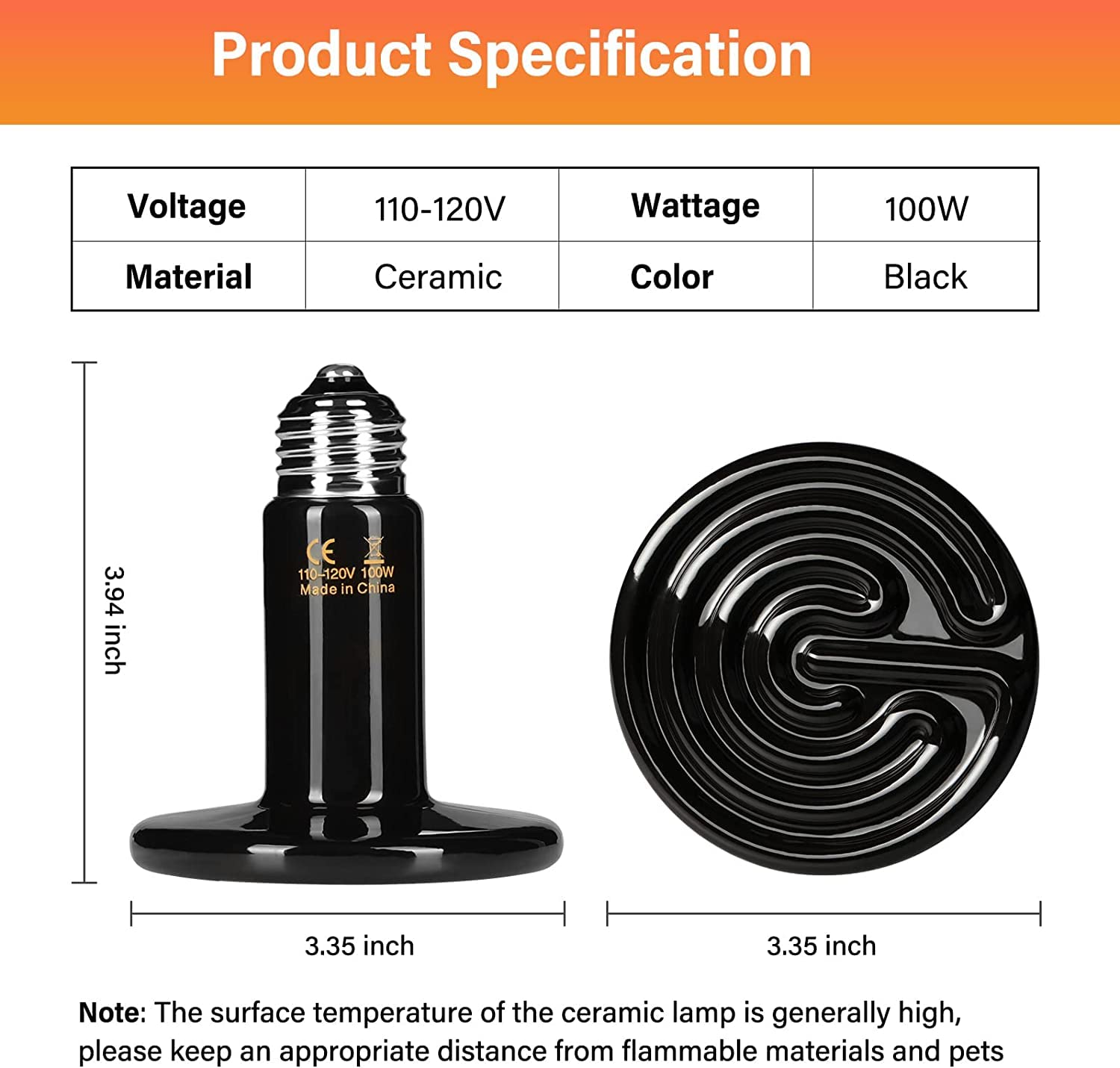 Foto 3 pulgar | Lámpara De Calor Para Reptiles Healsmart  100 W  Paquete De 2 Emisores De Cerámica - Venta Internacional.
