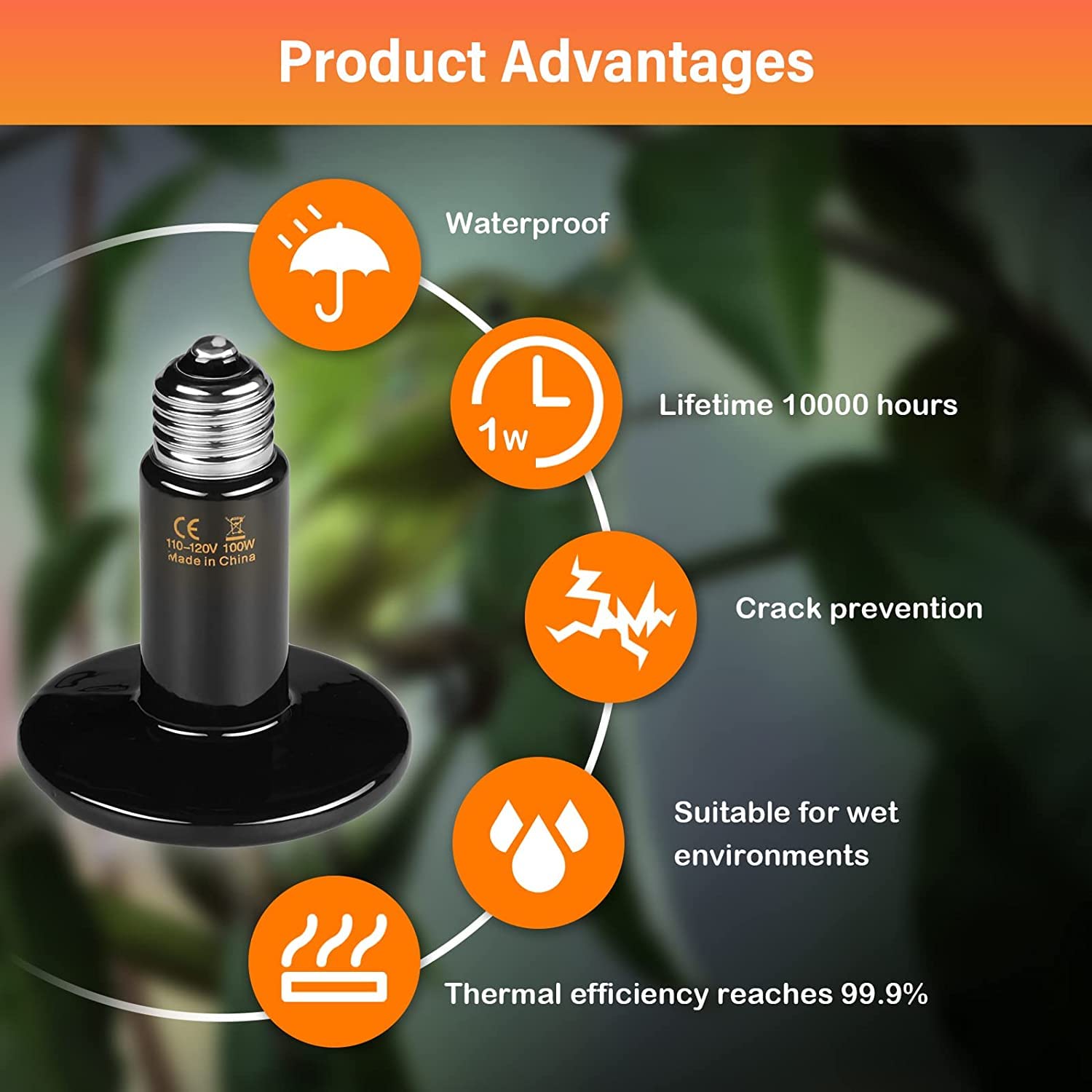 Foto 5 pulgar | Lámpara De Calor Para Reptiles Healsmart  100 W  Paquete De 2 Emisores De Cerámica - Venta Internacional.