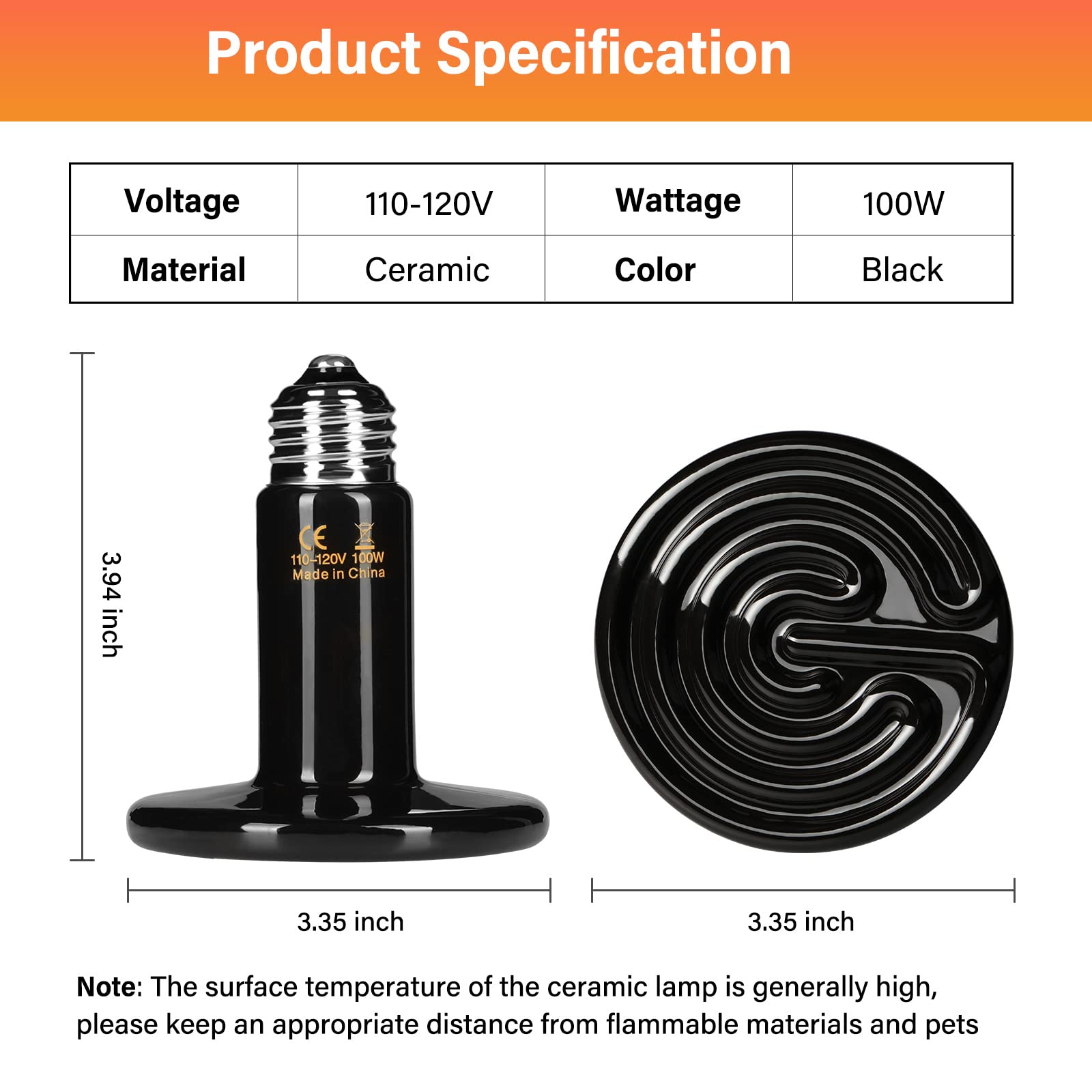 Foto 3 pulgar | Lámpara De Calor Para Reptiles Healsmart  100 W  Paquete De 2 Emisores De Cerámica - Venta Internacional.
