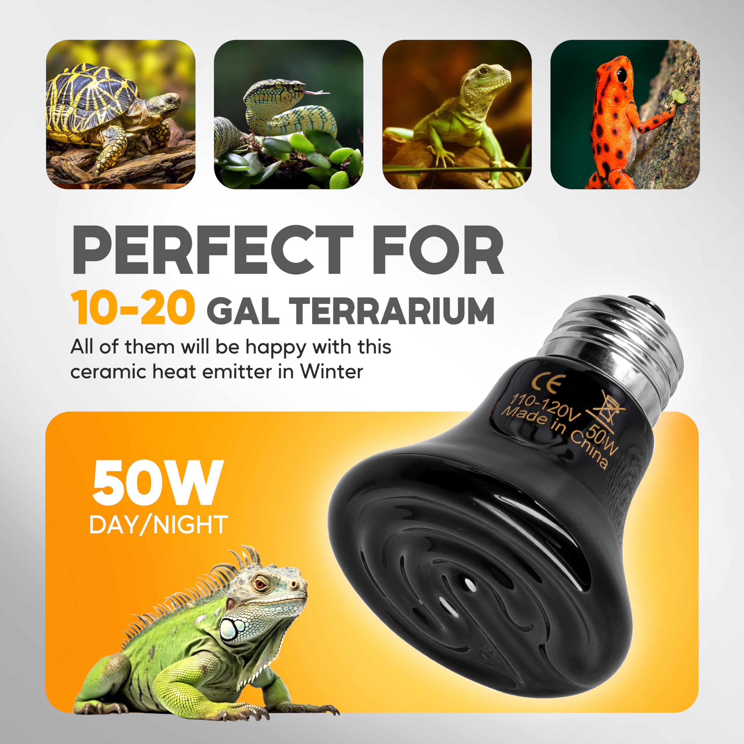 Foto 5 | Lámpara De Calor Para Reptiles Healsmart  50 W  Emisor De Calor De Cerámica  Paquete De 2 - Venta Internacional.