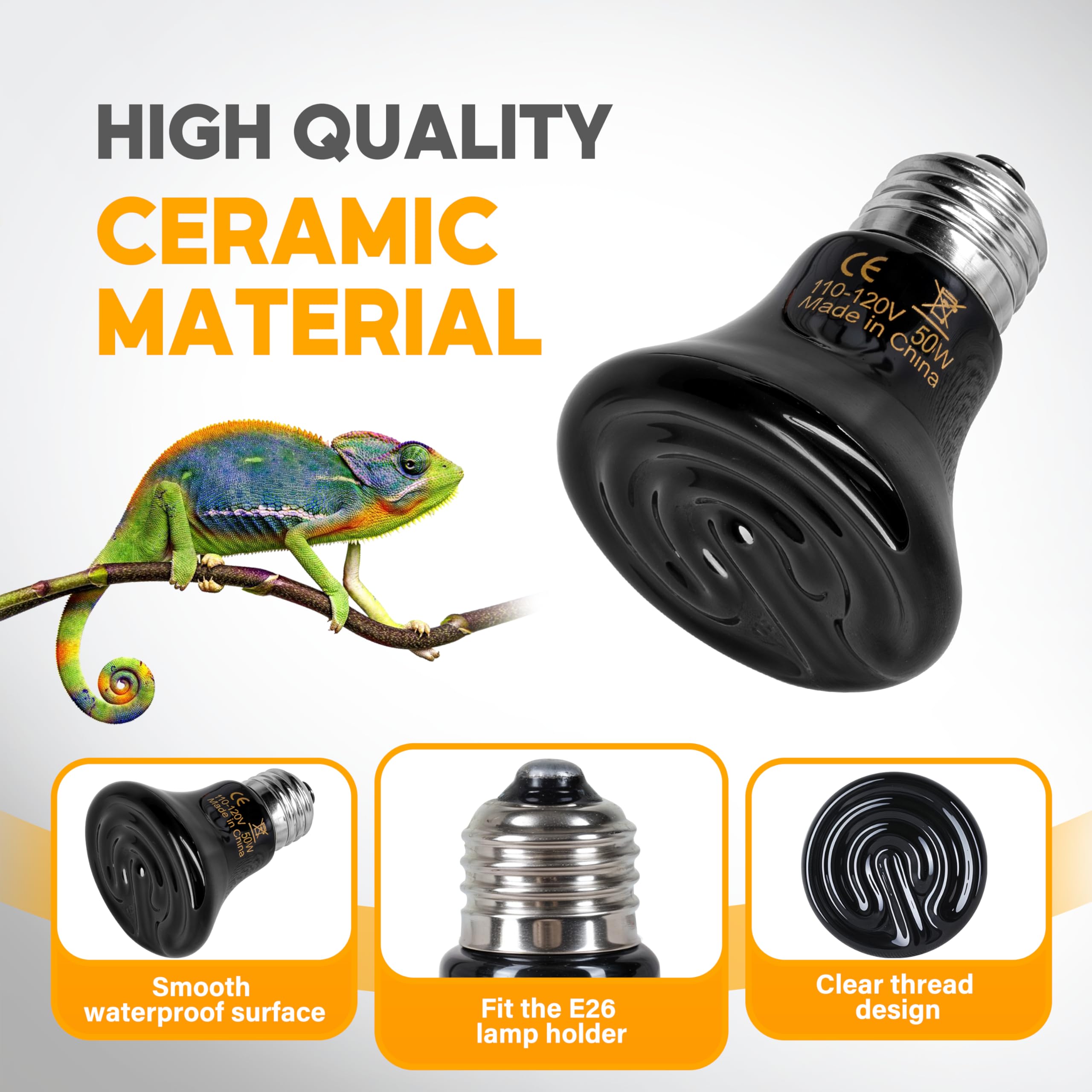 Foto 6 | Lámpara De Calor Para Reptiles Healsmart  50 W  Emisor De Calor De Cerámica  Paquete De 2 - Venta Internacional.