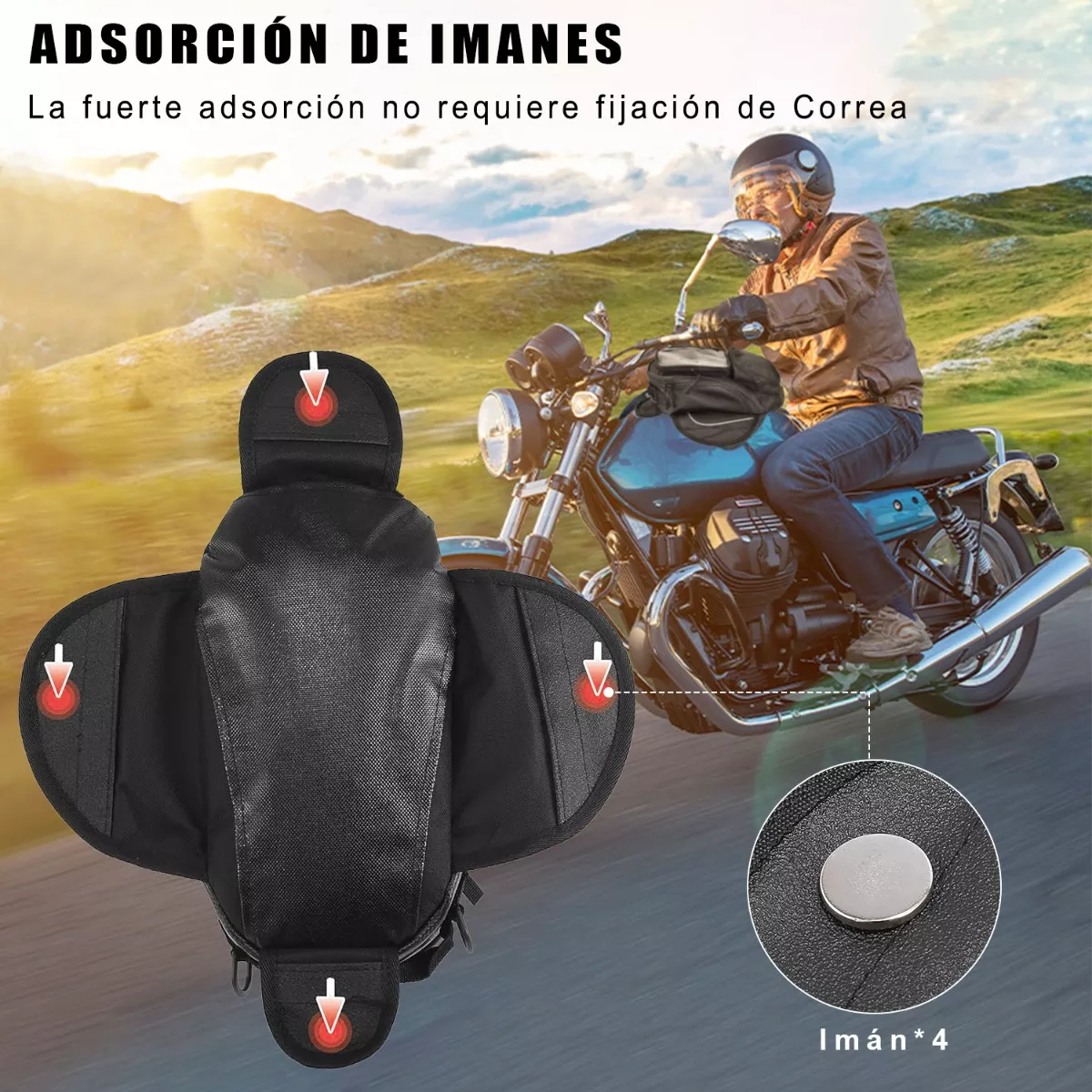 Foto 5 pulgar | Bolsa De Depósito Mochila Para Moto Con Tanque Imanes Correa Eo Safe Imports Esi-13790 Negro