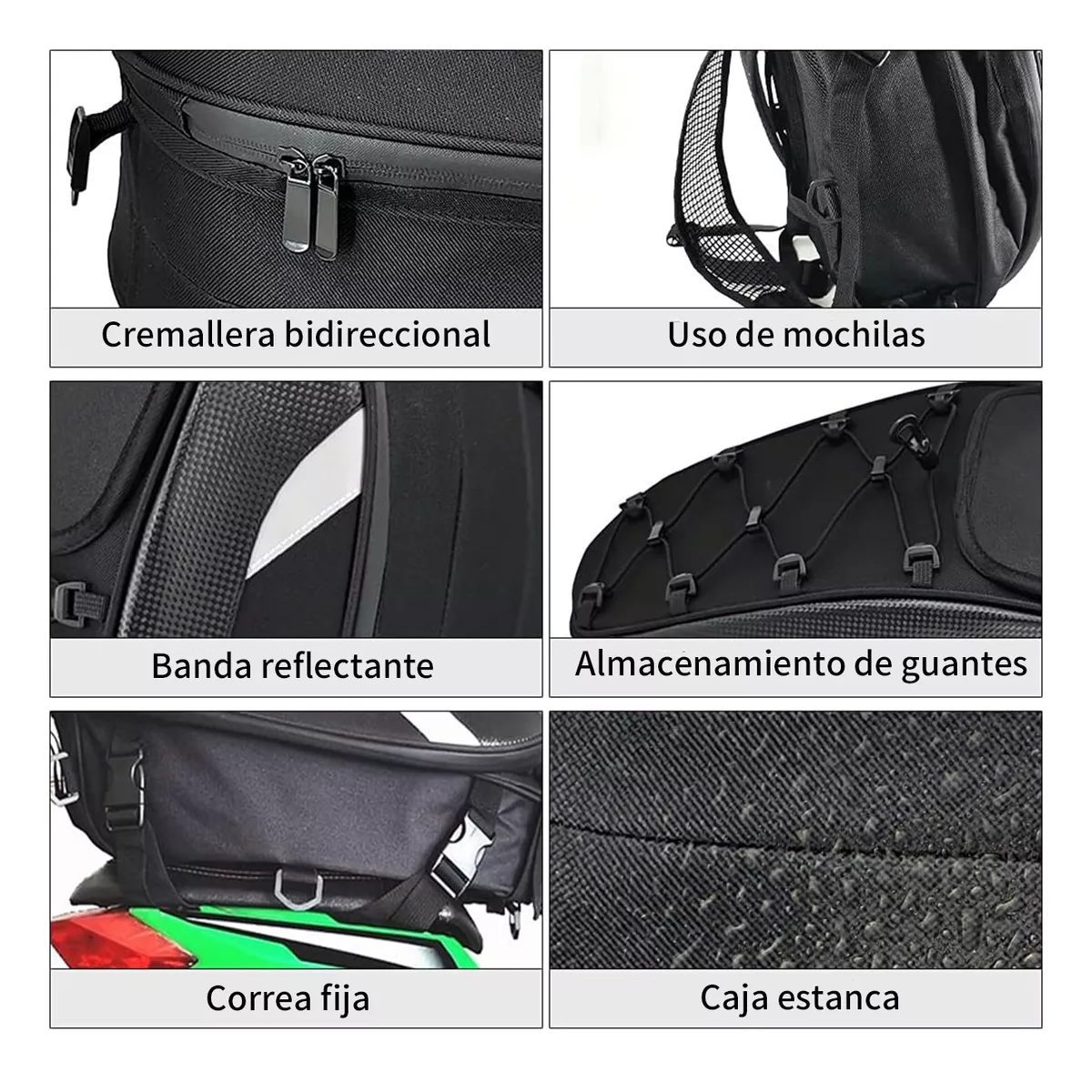 Foto 5 pulgar | Mochila Impermeable Para Motocicleta Eo Safe Imports Esi-13769 Negro