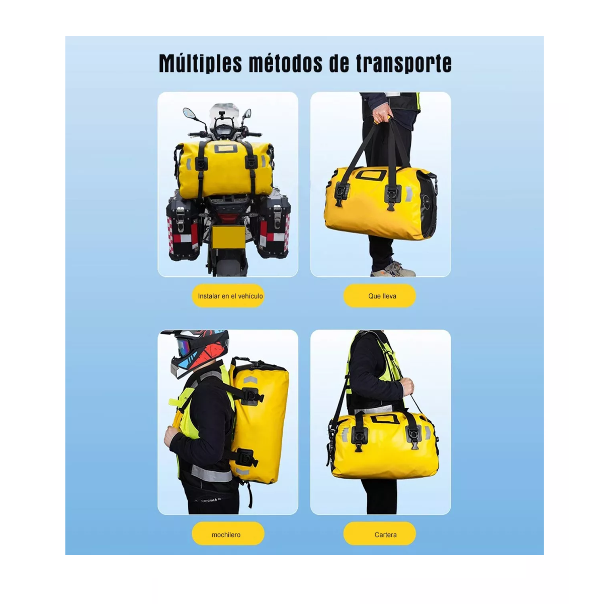 Foto 2 | Bolsa De Motocicleta Belug De Gran Capacidad Paquete Equipaje Amarillo