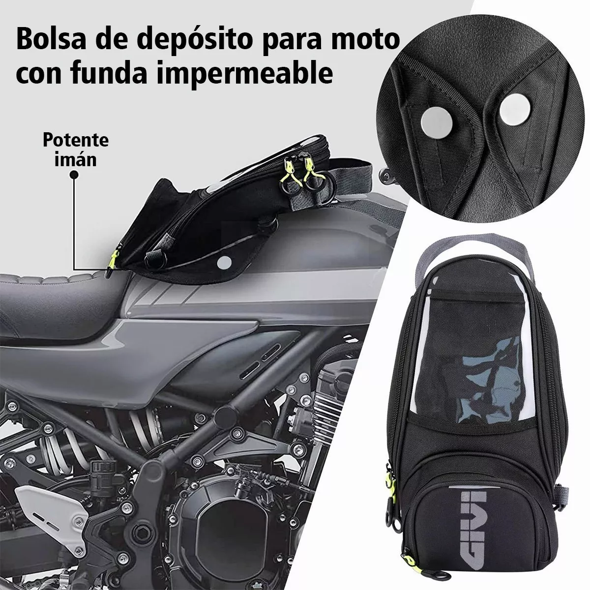 Foto 4 pulgar | Maleta Para Tanque Imán O Correas Para Moto  Eo Safe Imports Esi-13439 Negro