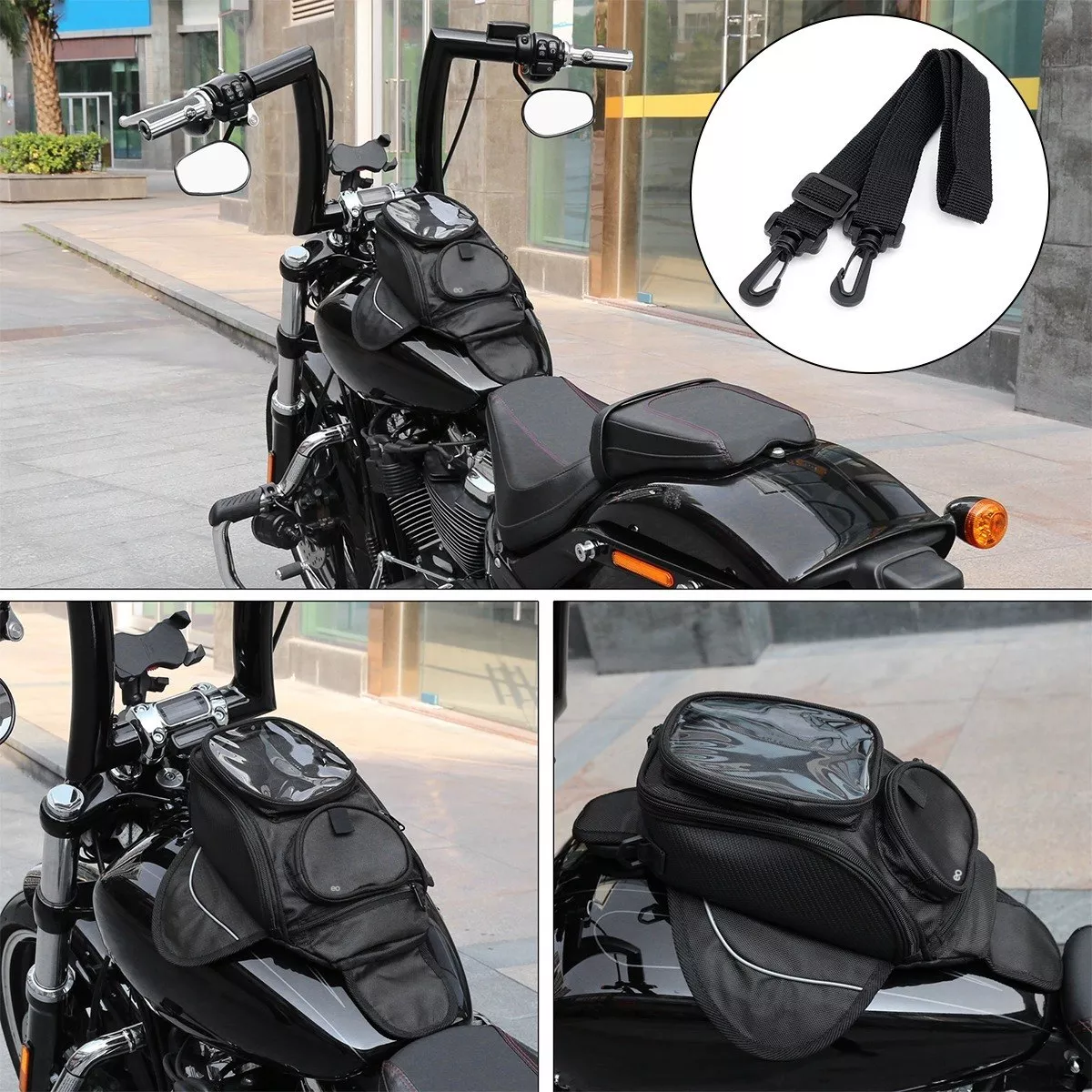 Foto 3 | Bolsa De Depósito Mochila Para Moto Con Imanes Tanque Bolsa Eo Safe Imports Esi-5189-1 Negro
