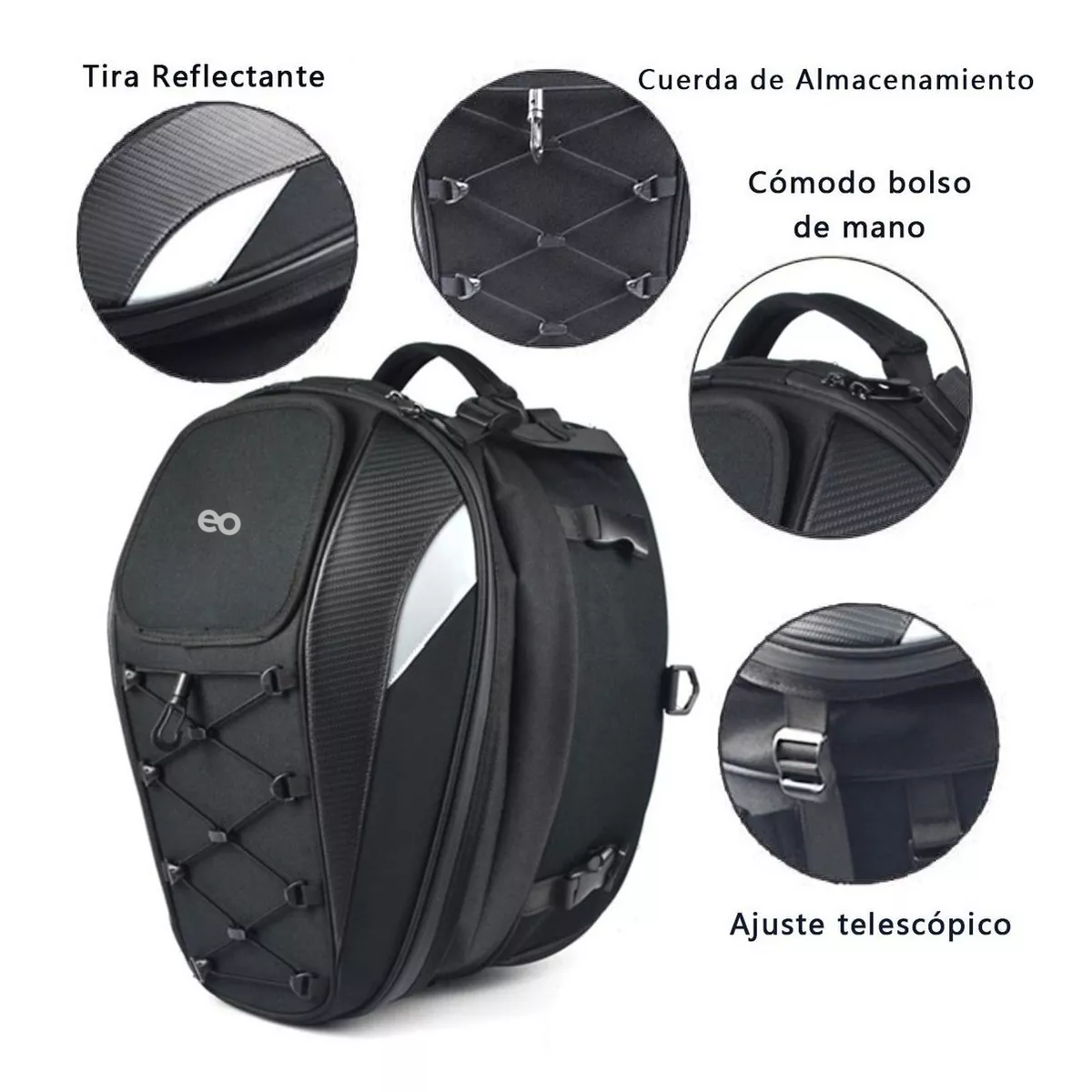 Foto 3 pulgar | Mochila Para Asiento Trasero De Motocicleta Eo Safe Imports Esi-6196-1 Negro