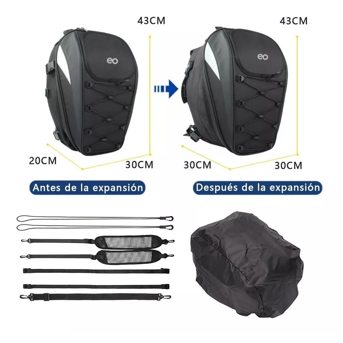 Foto 4 pulgar | Mochila Para Asiento Trasero De Motocicleta Eo Safe Imports Esi-6196-1 Negro