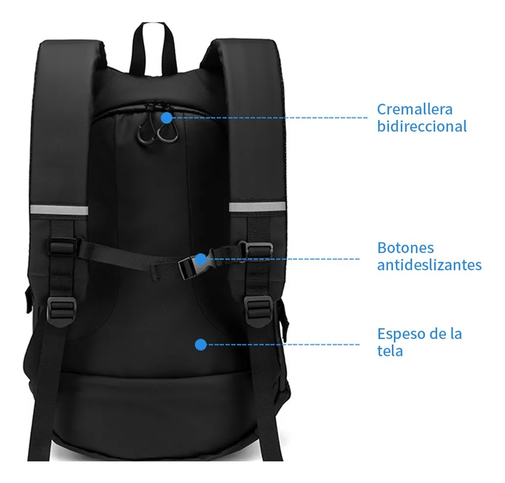 Foto 6 pulgar | Mochila Belug De Motocicleta Reflectante Impermeable De 57 Litros Negro