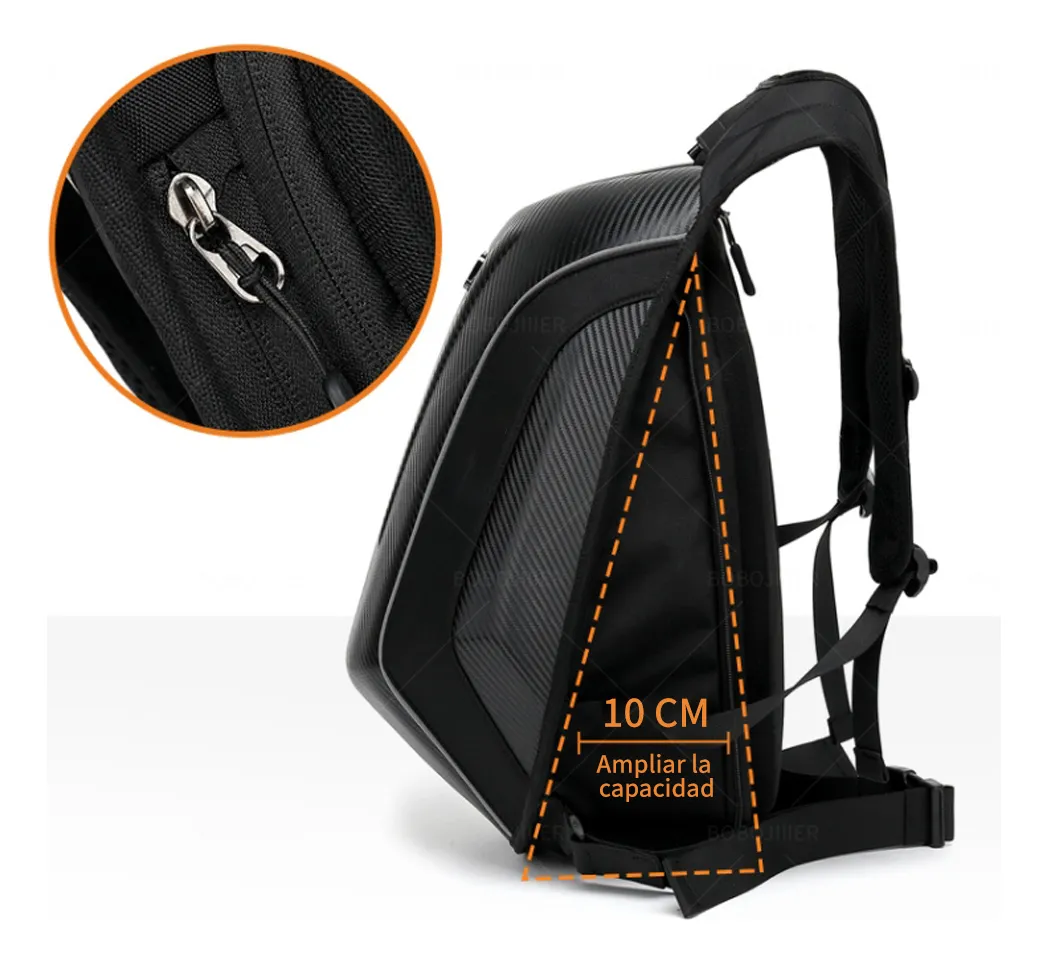 Foto 4 pulgar | Mochila Belug Impermeable De Fibra De Carbono De 30-48l Para Moto Negro