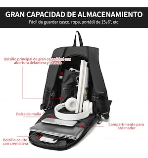 Foto 4 | Bolsa De Casco Belug De Mochila Para Motociclistas Negro