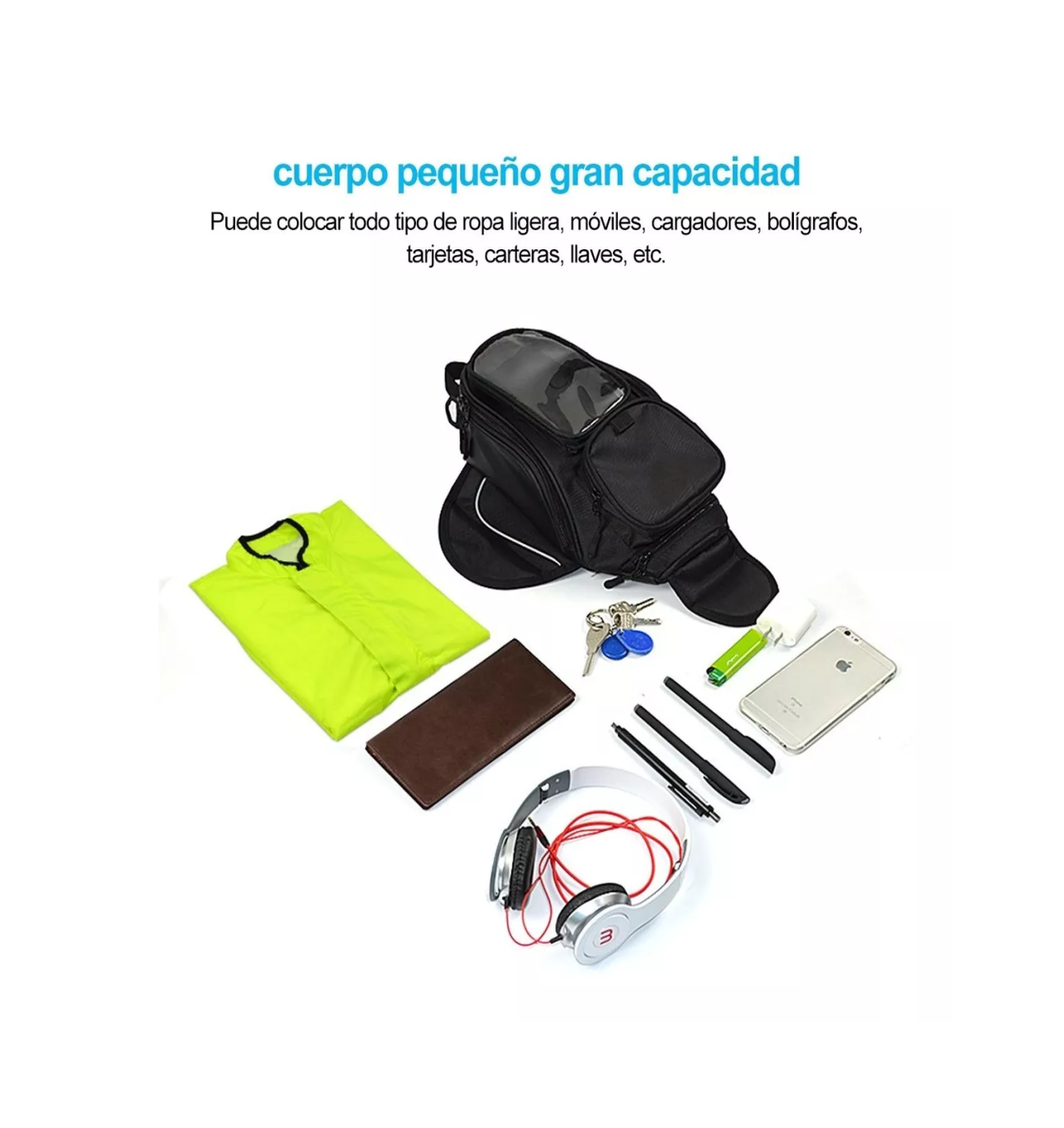 Foto 3 pulgar | Bolsa De Depósito Mochila Para Moto Con Imanes Tanque Bolsa Negro