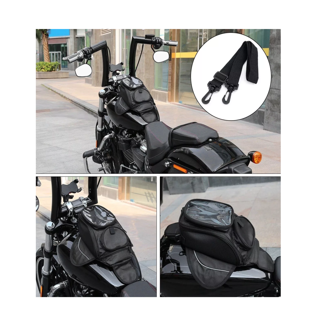 Foto 5 pulgar | Bolsa De Depósito Mochila Para Moto Con Imanes Tanque Bolsa Negro