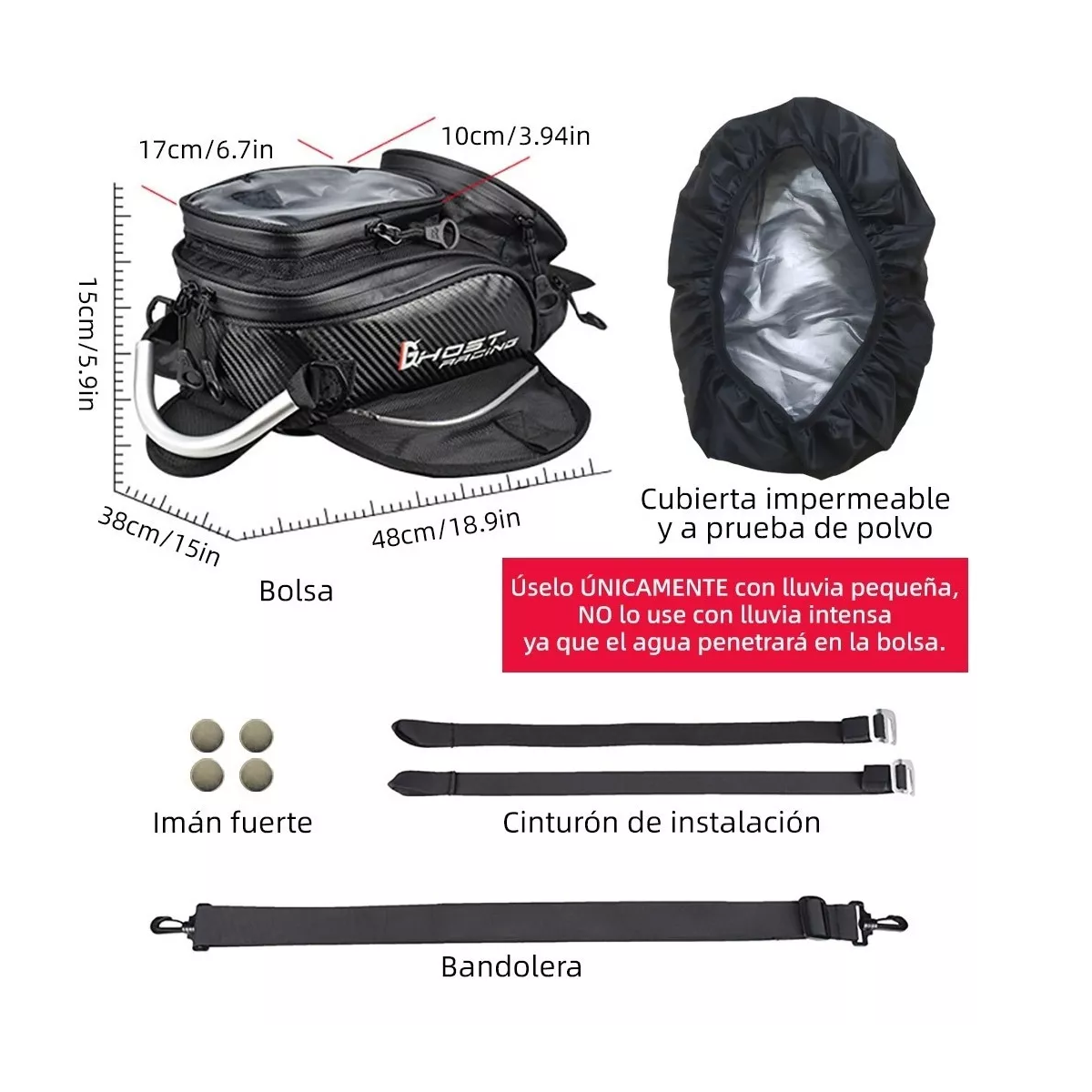 Foto 4 pulgar | Bolsa de Depósito con Imanes Y Correas Maleta de Moto Eo Safe Imports Esi-12298 Negro