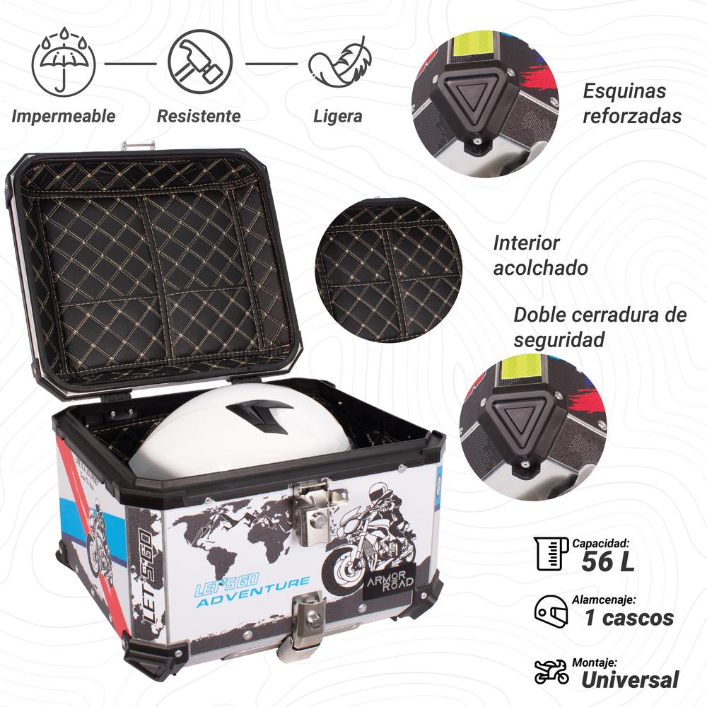 Foto 4 pulgar | Caja Trasera Maleta Top Case Aluminio 56l Alta Calidad
