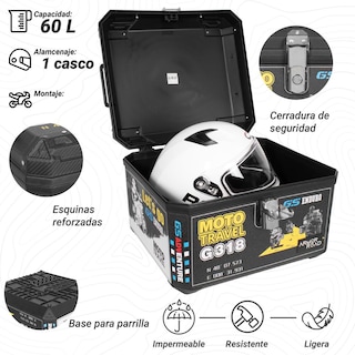 Foto 3 | Caja Trasera Maleta Top Case 60l Doble Cerradura Universal