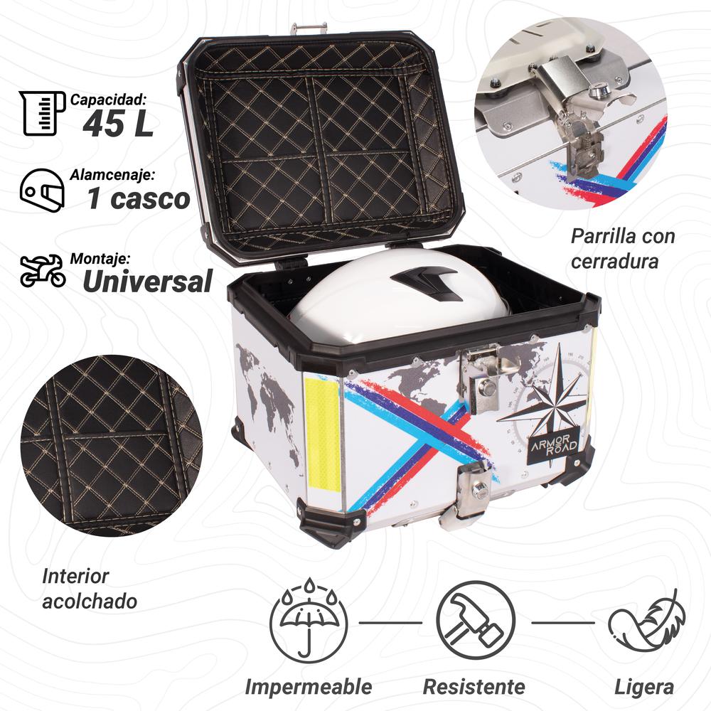 Foto 4 pulgar | Caja Trasera Maleta Top Case Aluminio 45l Impermeable