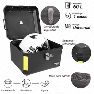 Foto 3 | Caja Trasera Maleta 60l Moto Negra Impermeable Resistente
