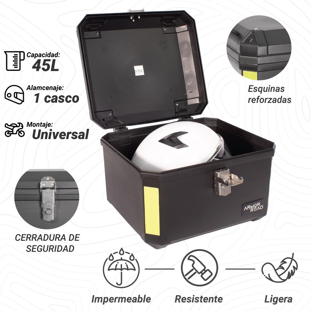 Foto 3 | Caja Portaequipaje Baul 45l Moto Negra Lisa Universal