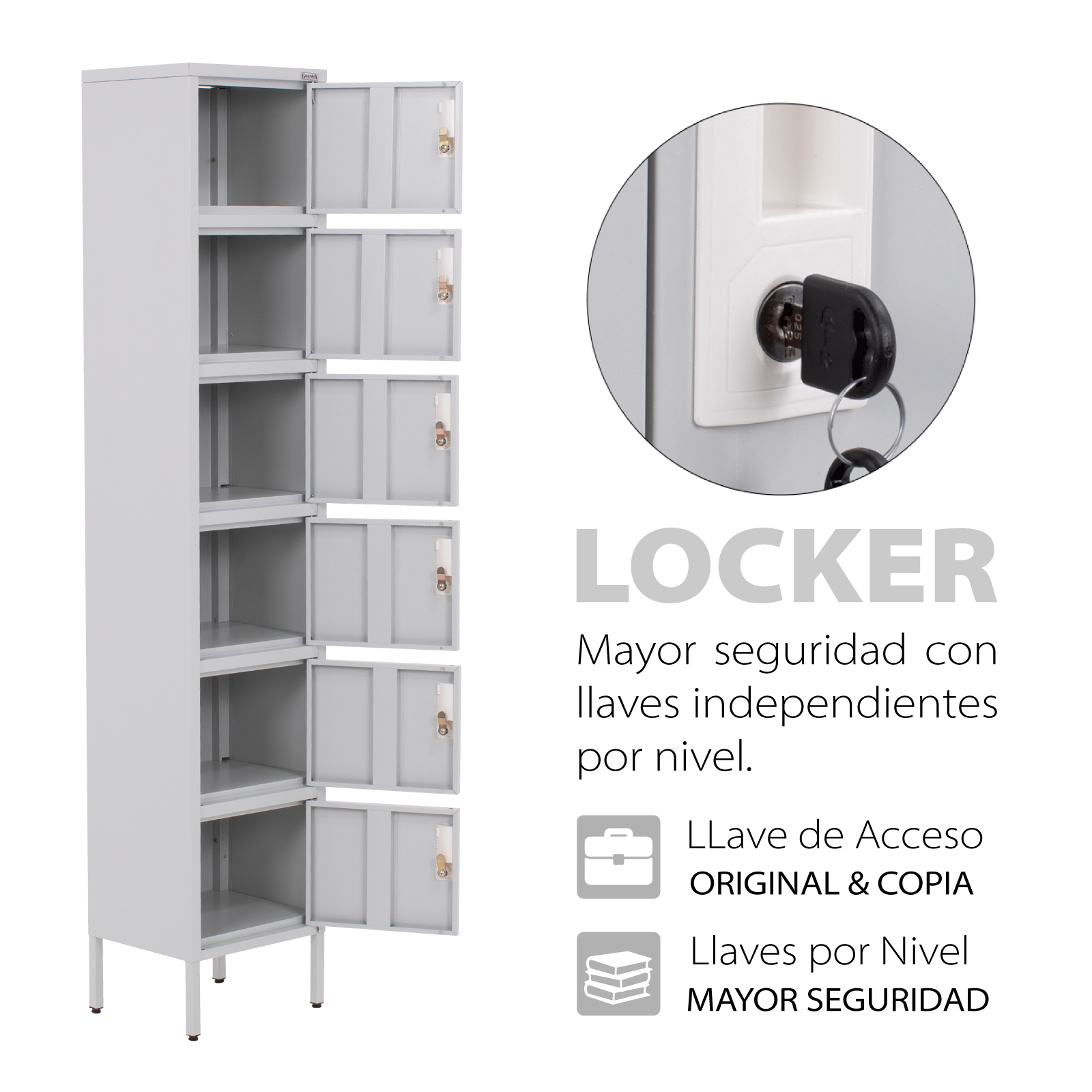 Foto 4 pulgar | Locker Casillero Guardex Metálico 6 Puertas color Gris