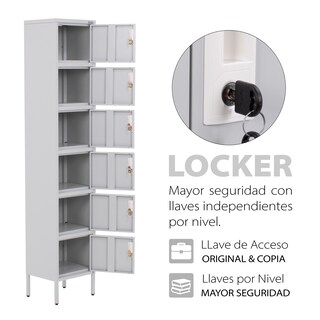 Foto 3 | Locker Casillero Guardex Metálico 6 Puertas color Gris