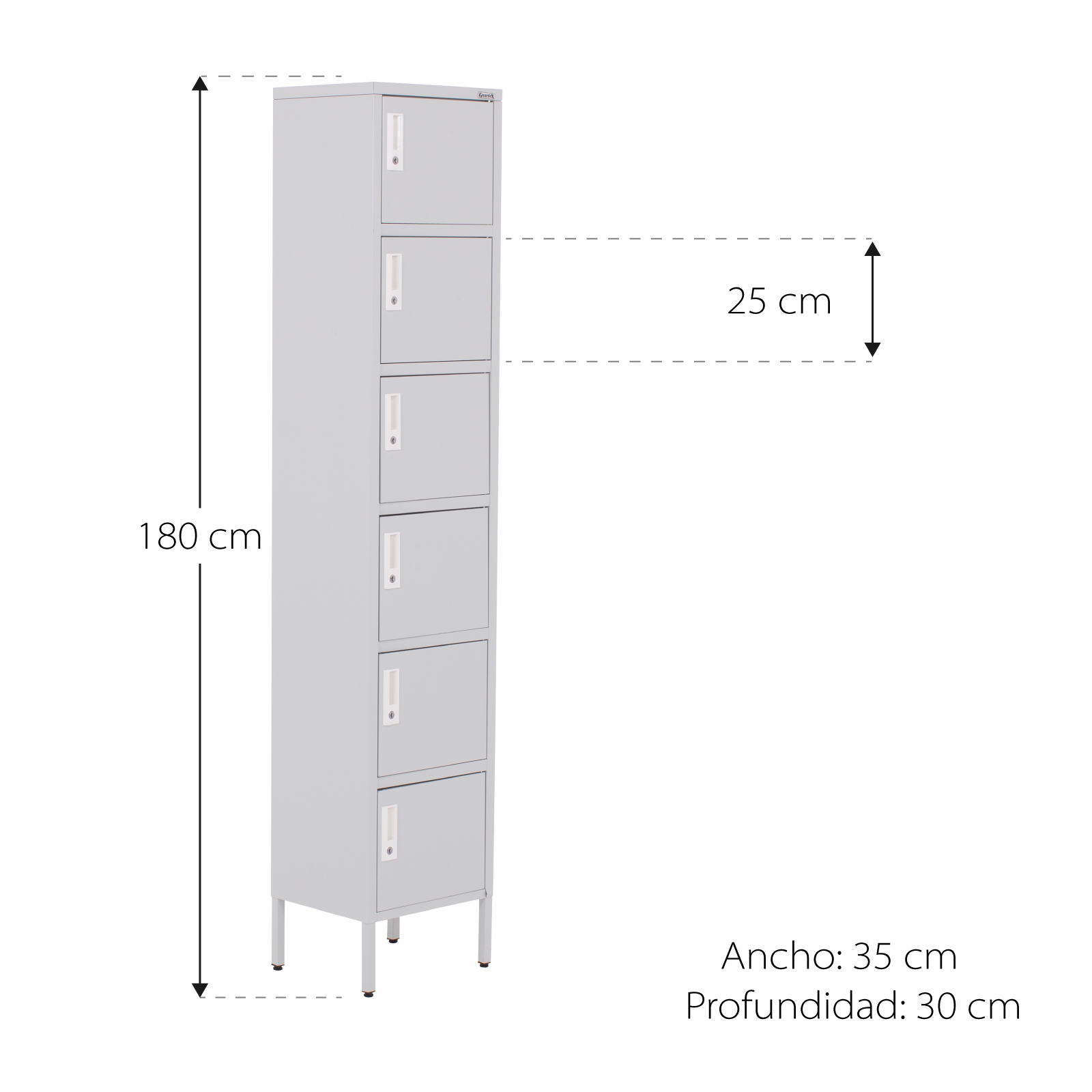 Foto 5 pulgar | Locker Casillero Guardex Metálico 6 Puertas color Gris